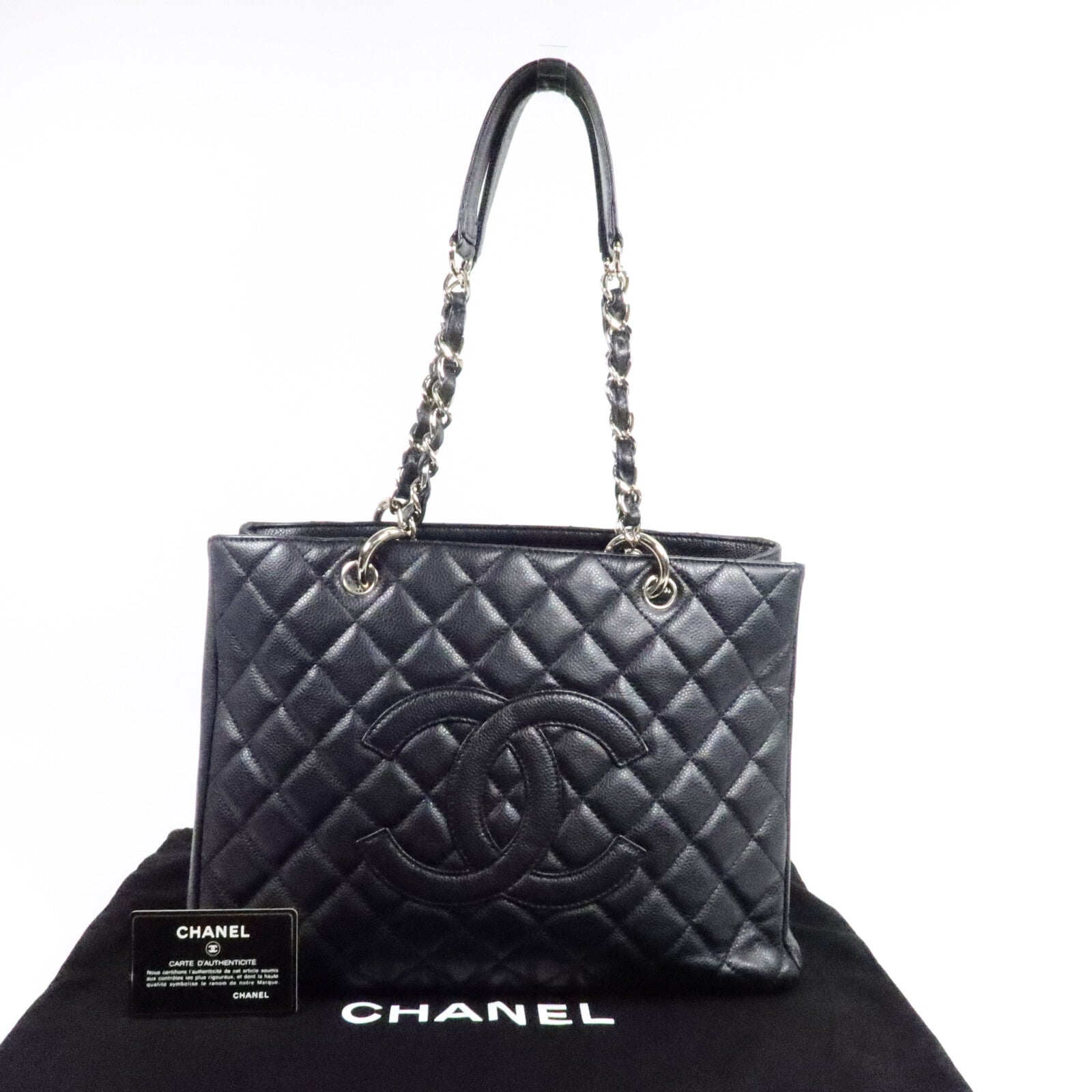 CHANEL 牛皮皮革GST Grand Shopping Tote Bag鏈帶肩背袋