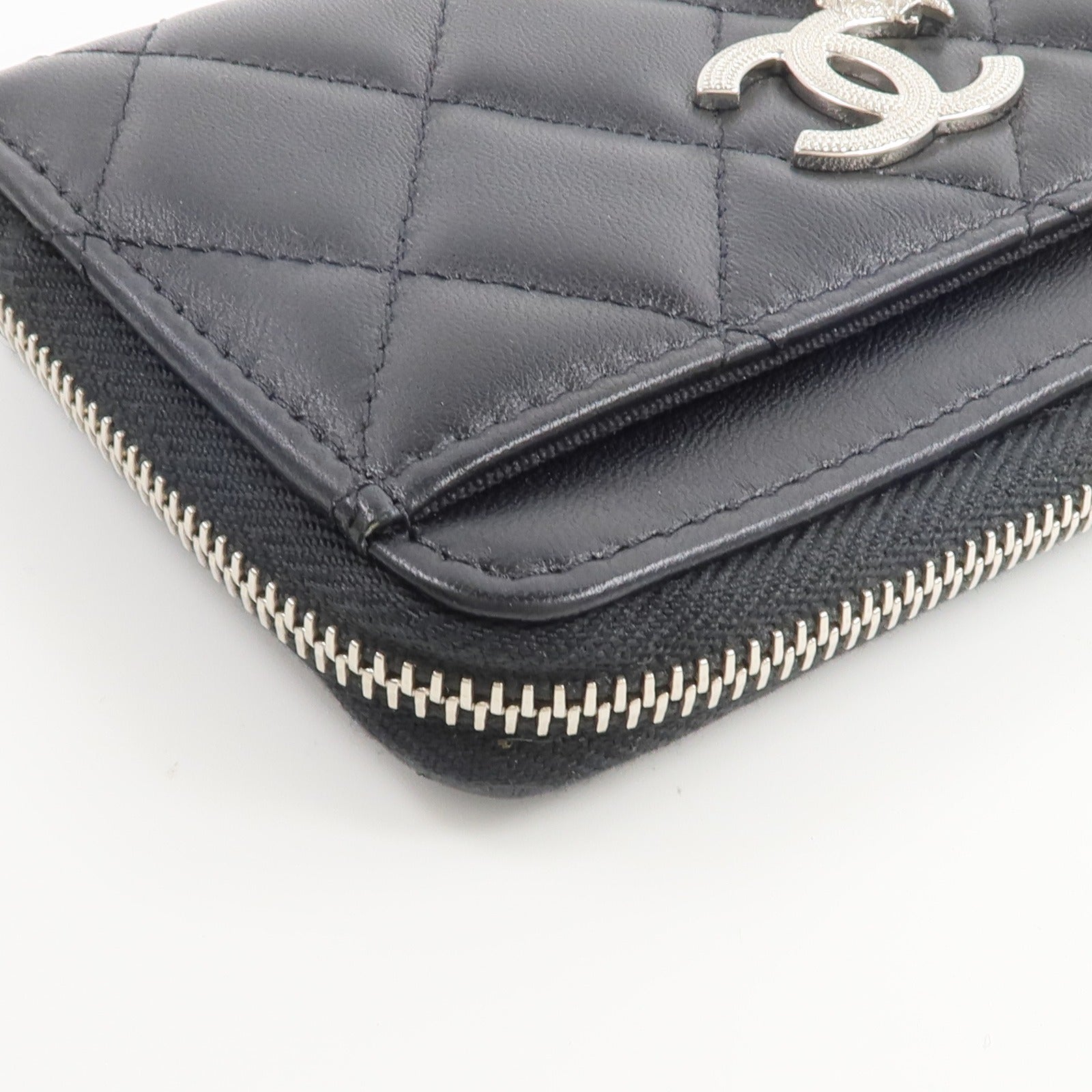 CHANEL 羊皮皮革Rhinestone Star CC Logo Card Holder錢包