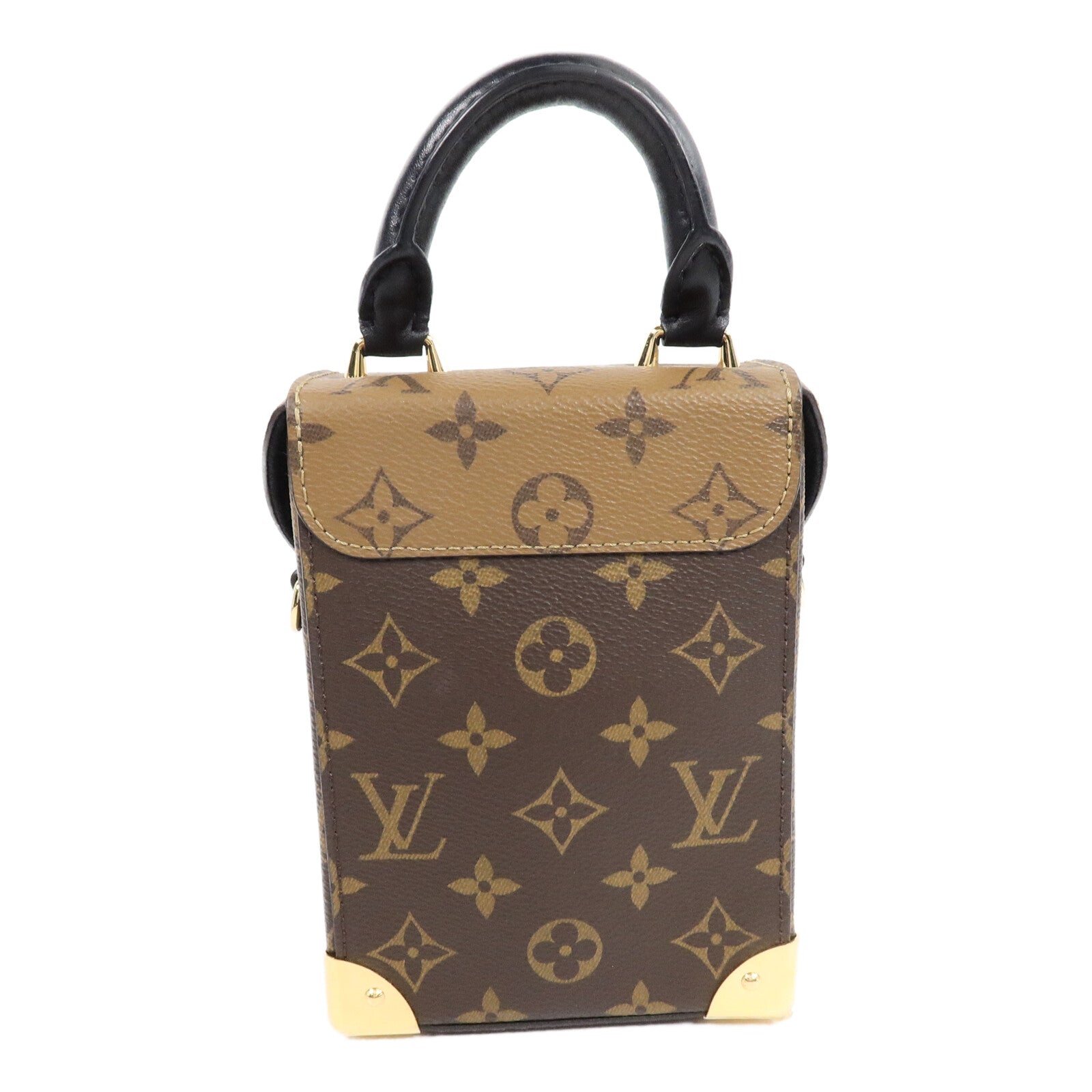 LOUIS VUITTON Monogram/Monogram Reverse Camera Box金扣鏈帶手挽肩背兩用袋