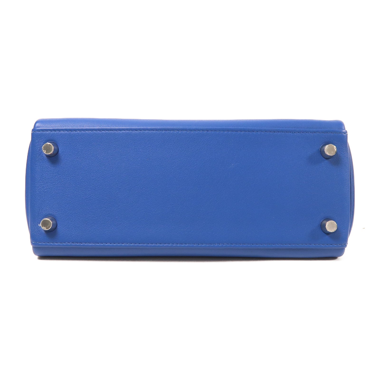 HERMES Swift皮革Kelly 25銀扣手挽肩背兩用袋Bleu France