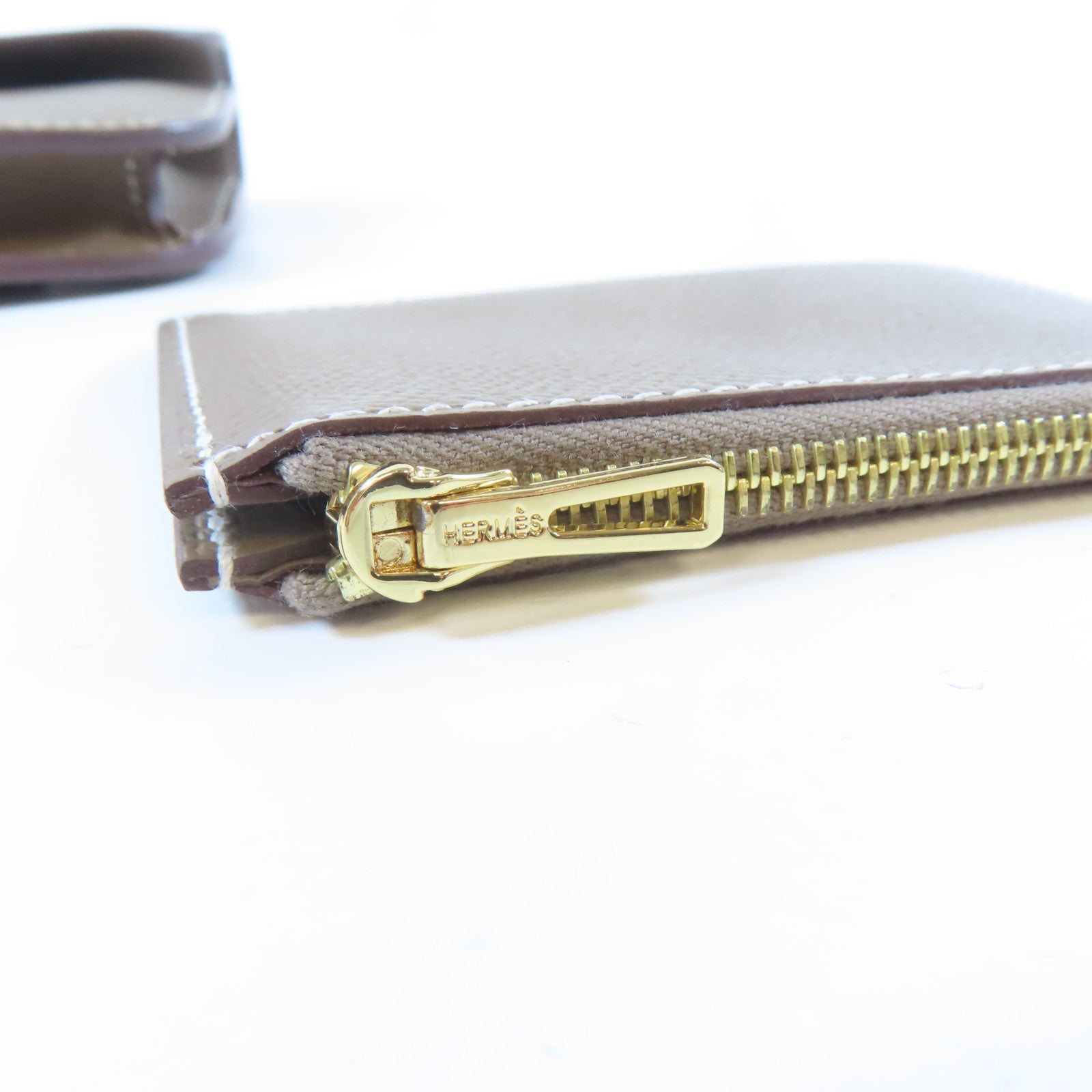 HERMES Epsom皮革Constance Slim金扣錢包大象灰色