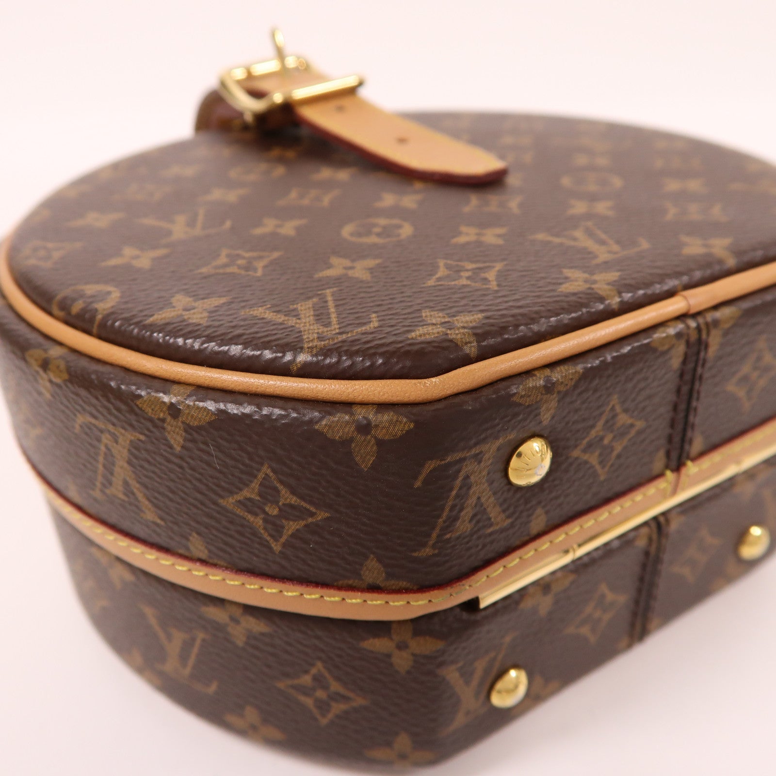 LOUIS VUITTON Monogram Petite Boite Chapeau金扣肩背袋棕色