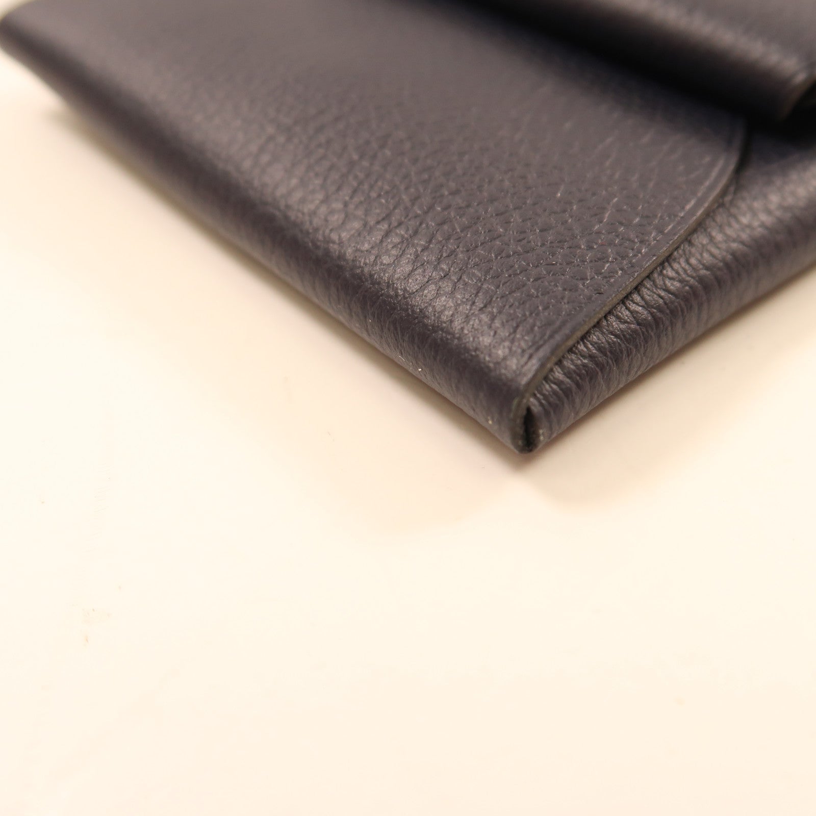 HERMES 【激減優惠】Clemence皮革Change Purse銀扣零錢包Navy