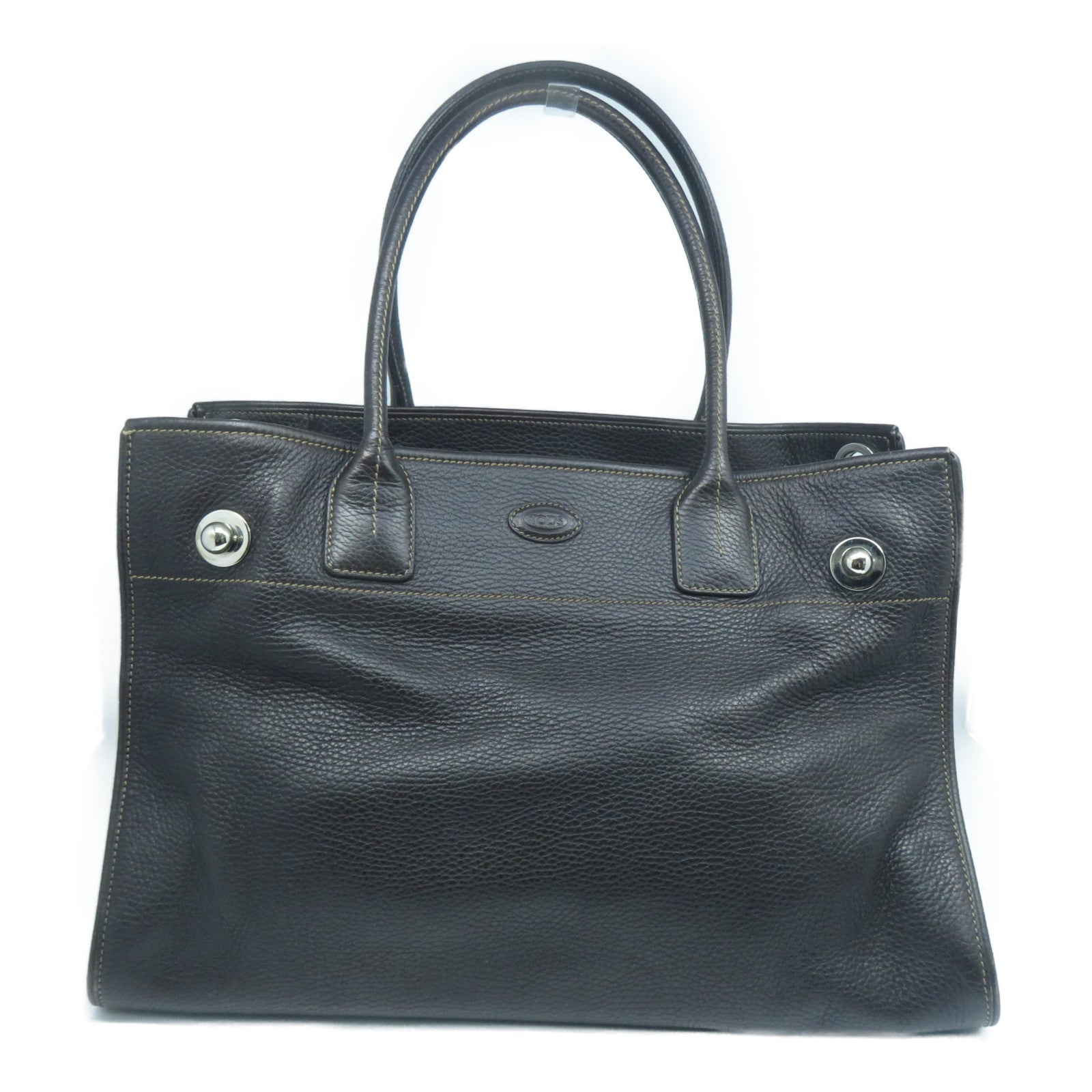 TOD’S 【清倉大減價】牛皮皮革Shoulder Bag銀扣肩背袋啡色