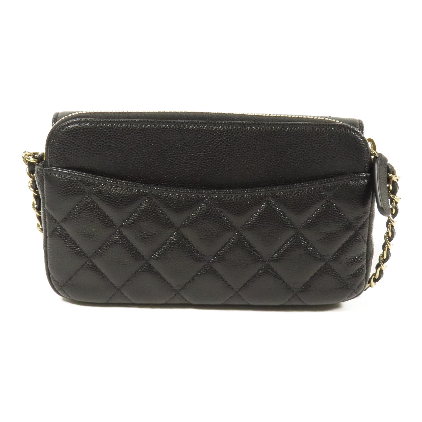 CHANEL 牛皮皮革Chain Shoulder金扣鏈帶肩背袋