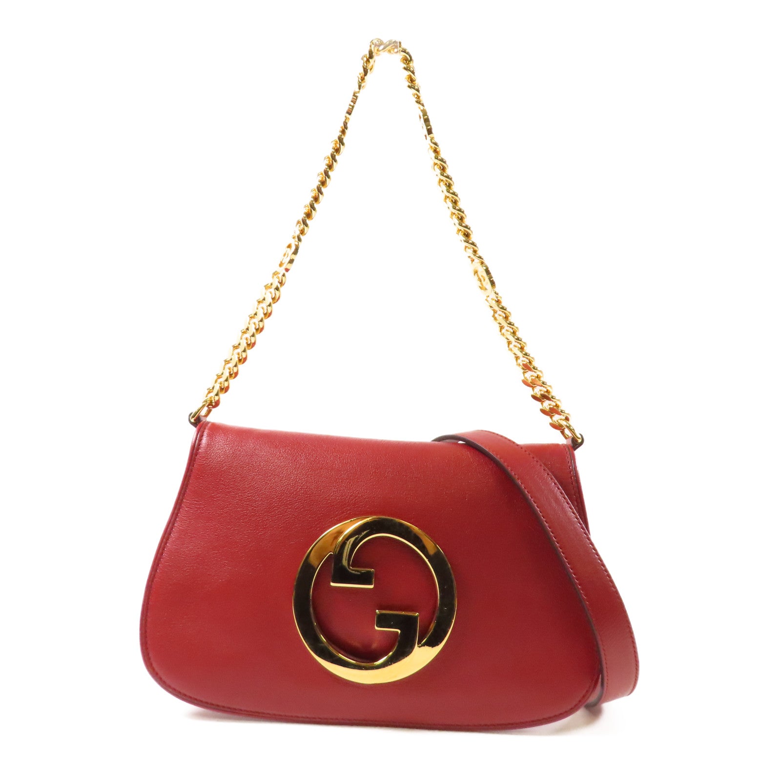 GUCCI 【激減優惠】牛皮皮革Blondie金扣肩背袋紅色