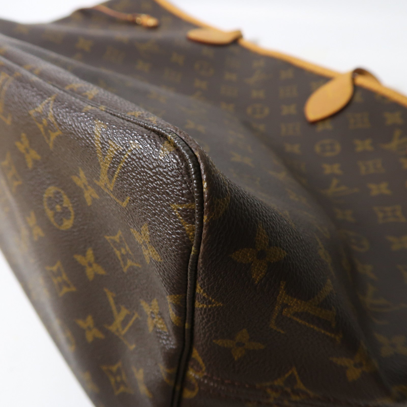 LOUIS VUITTON Monogram Neverfull GM金扣手挽袋啡色