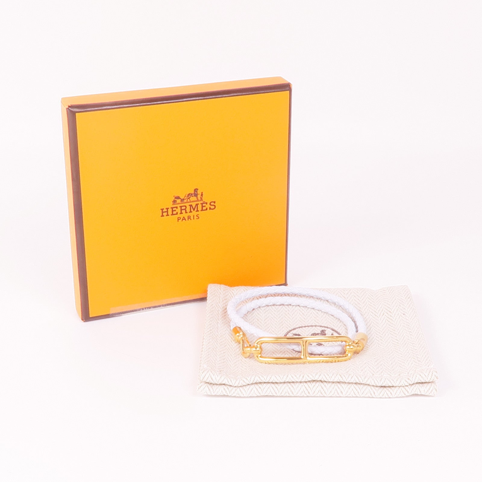 HERMES Swift皮革Roulis Double Tour手鏈T0 Blue Brume