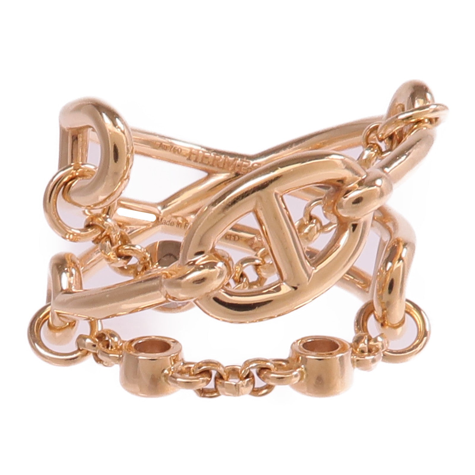 HERMES 18K玫瑰金Bague Chaine D'ancre Chaos鑽石戒指