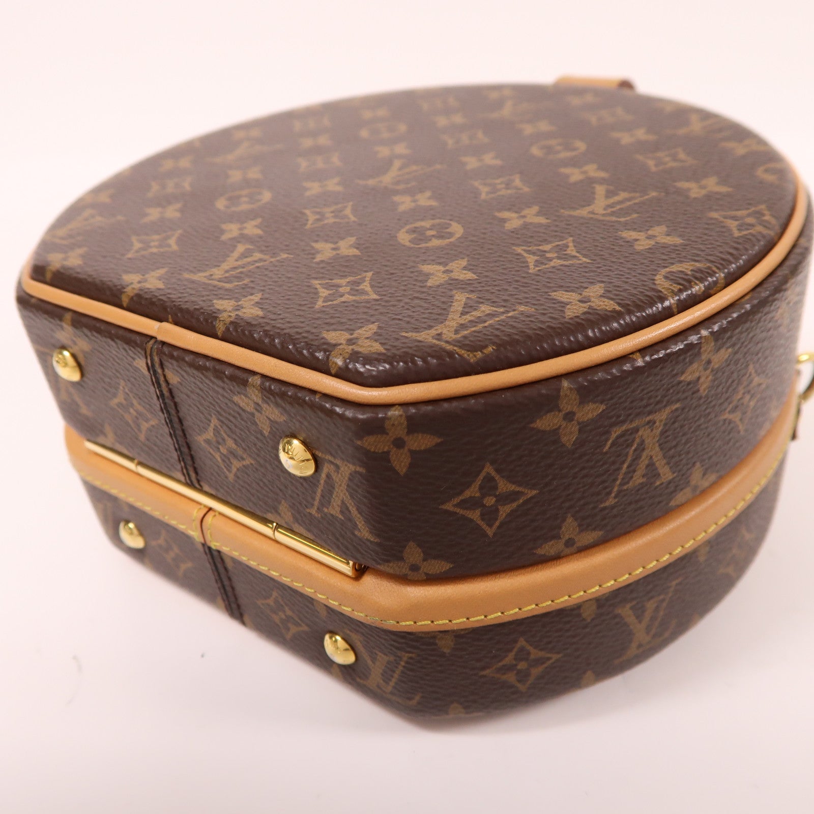LOUIS VUITTON Monogram Petite Boite Chapeau金扣肩背袋棕色
