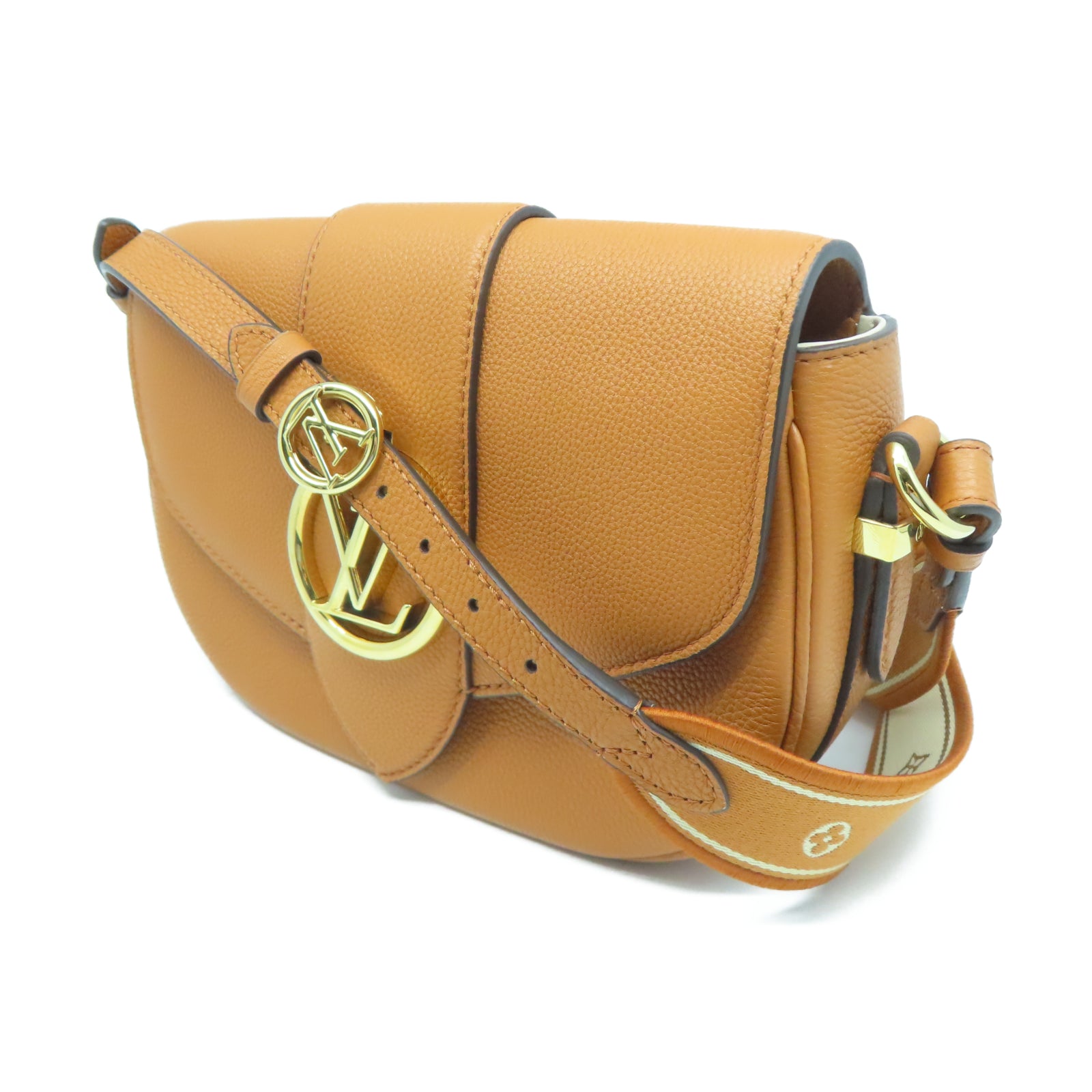 LOUIS VUITTON 【清倉大減價】牛皮皮革Pont 9 Soft MM金扣肩背袋棕色