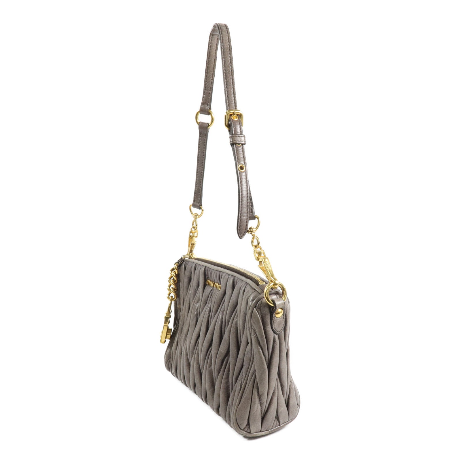 Miu Miu 牛皮皮革Matelasse Lux Charm Pouch手挽袋