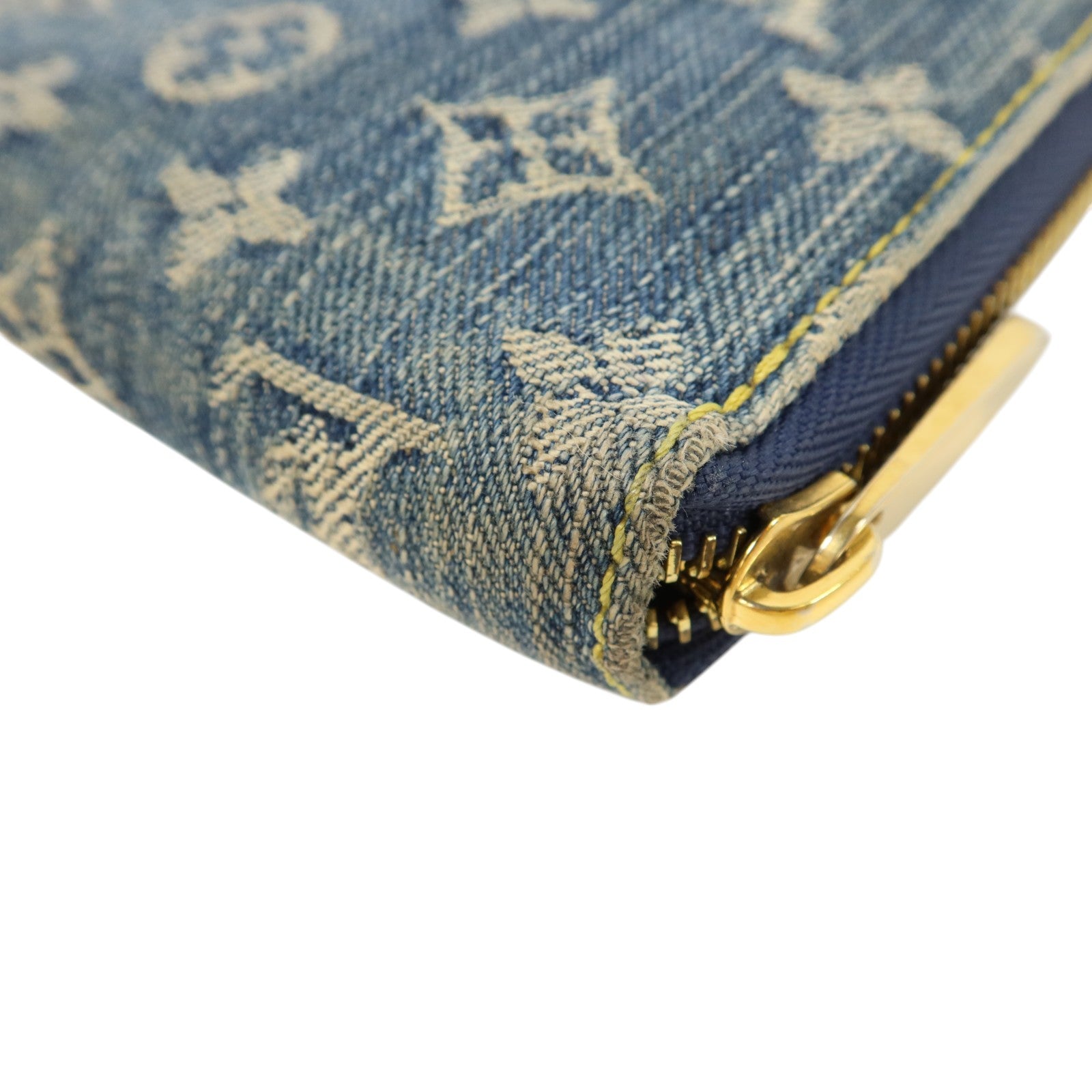 LOUIS VUITTON Monogram Denim Zippy Wallet金扣長錢包