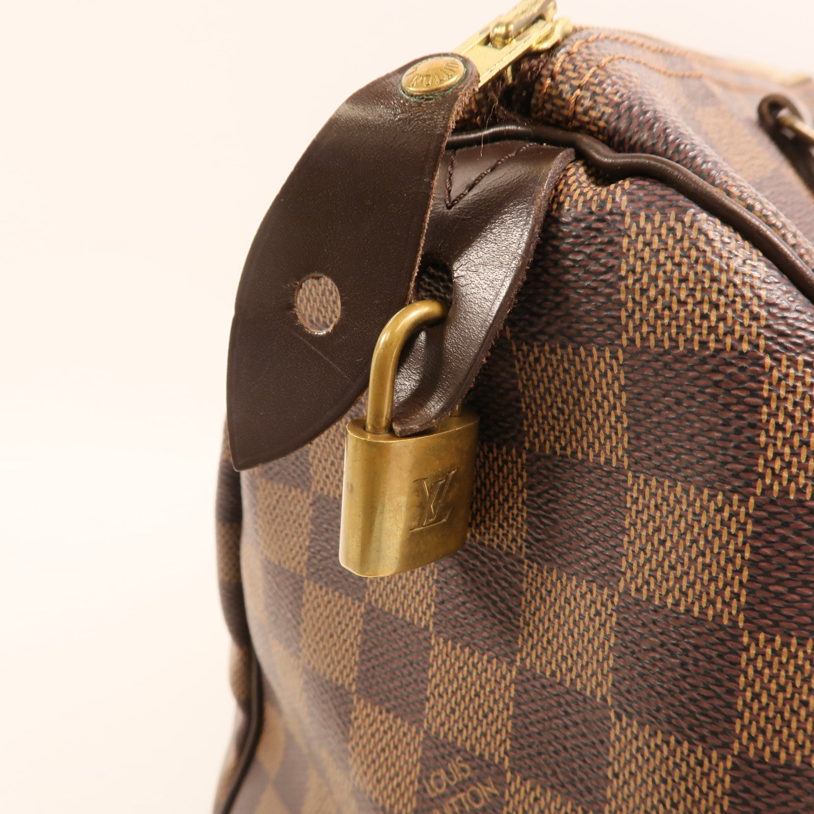 LOUIS VUITTON Damier Speedy 30金扣手挽袋