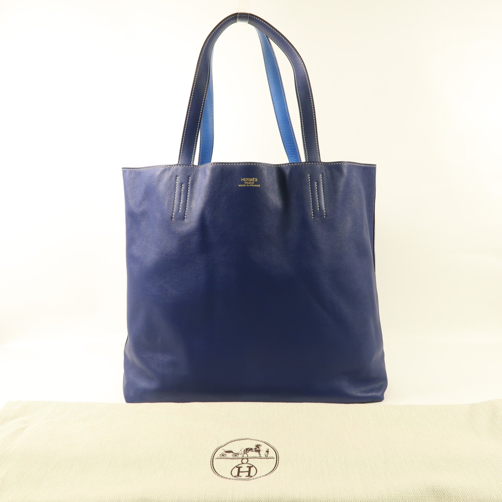 HERMES Swift皮革Double Sens肩背袋/手挽袋Bleu Hydra