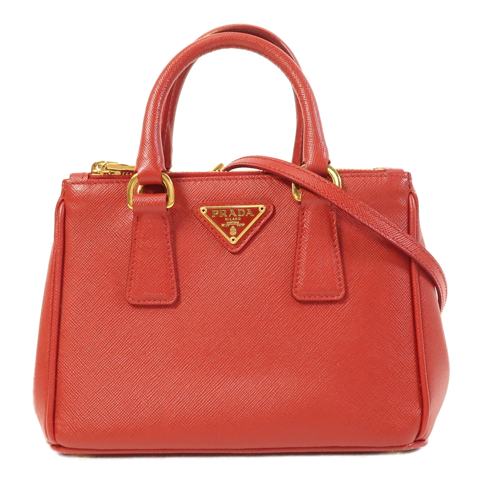 PRADA Saffiano皮革2 Way Shoulder金扣手挽肩背兩用袋