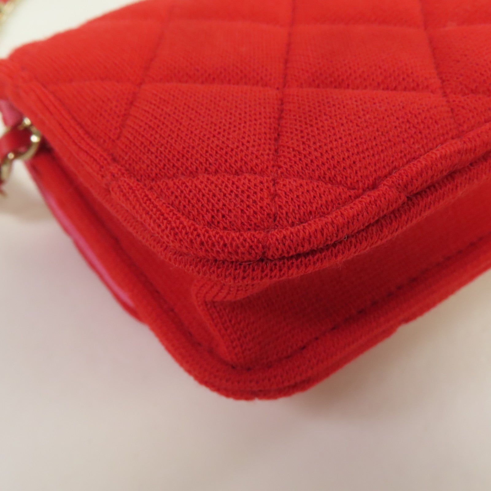 CHANEL 【激減優惠】菱格帆布Chain Shoulder金扣鏈帶肩背袋紅色