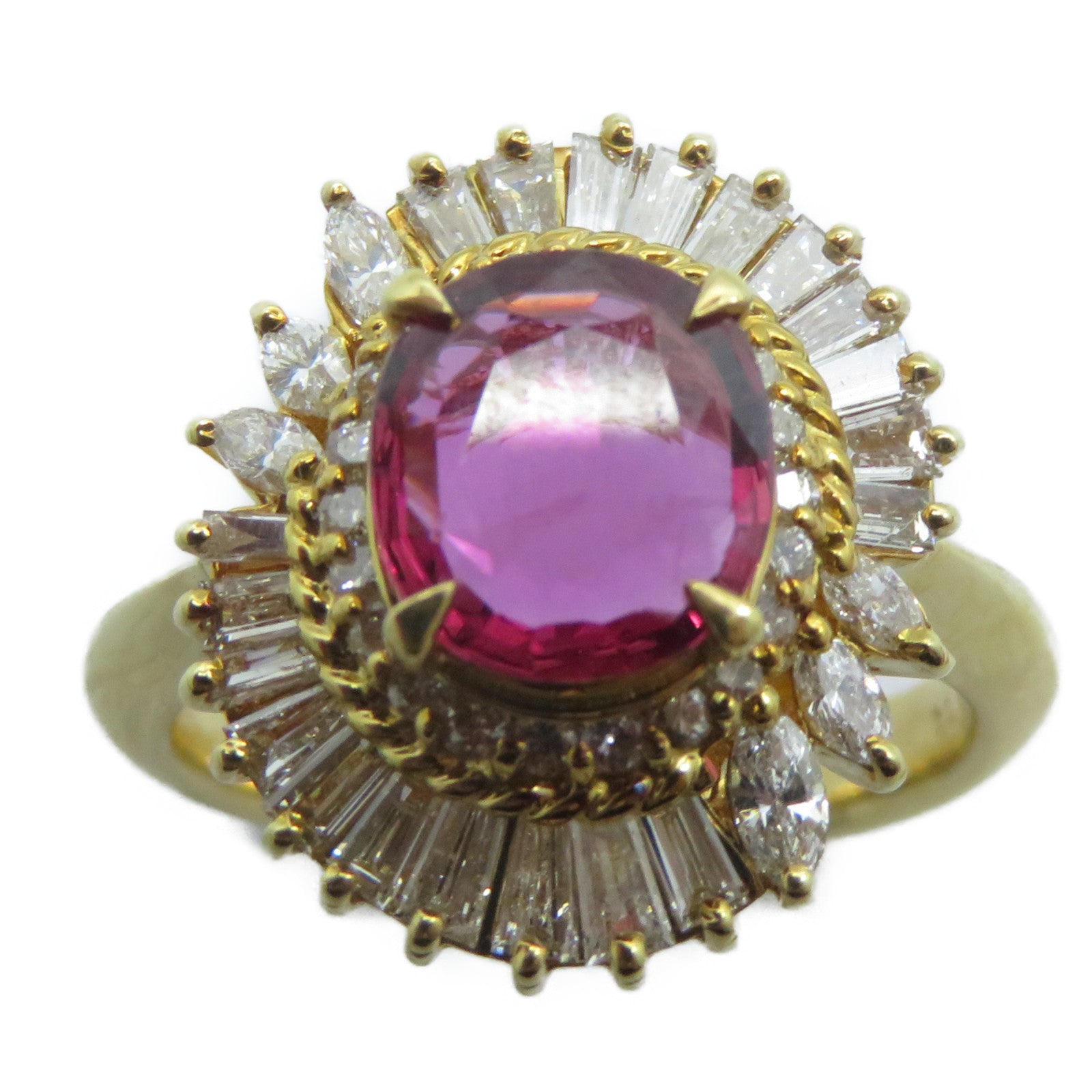 JEWELRY 【激減優惠】18K黃金Ruby Diamond Ring 2.19c紅寶石/1.01ct鑽石戒指US#7
