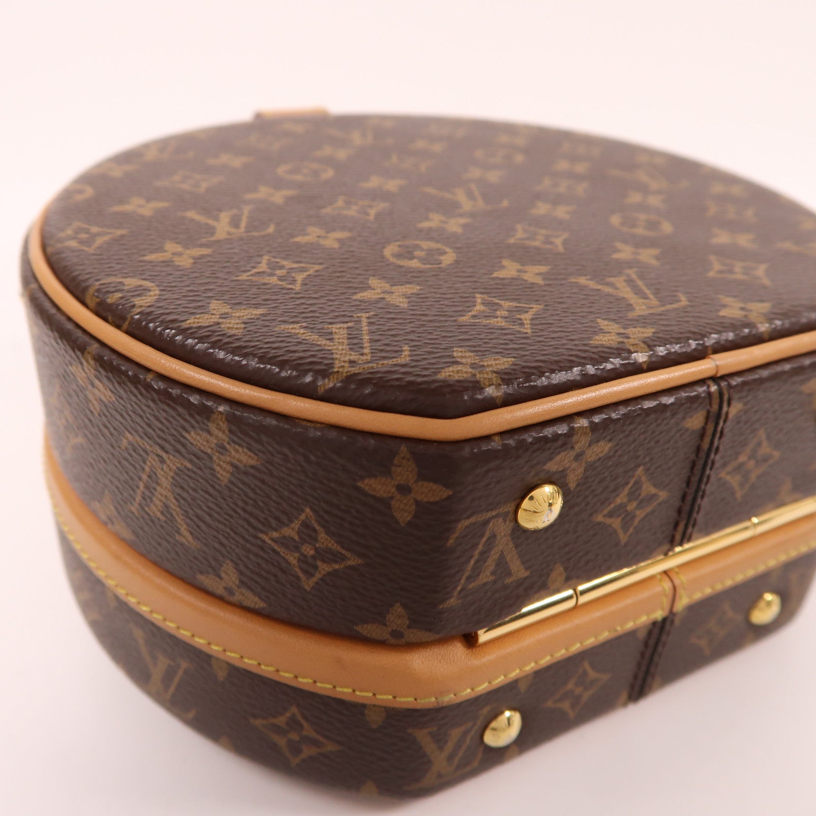 LOUIS VUITTON Monogram Petite Boite Chapeau金扣肩背袋棕色