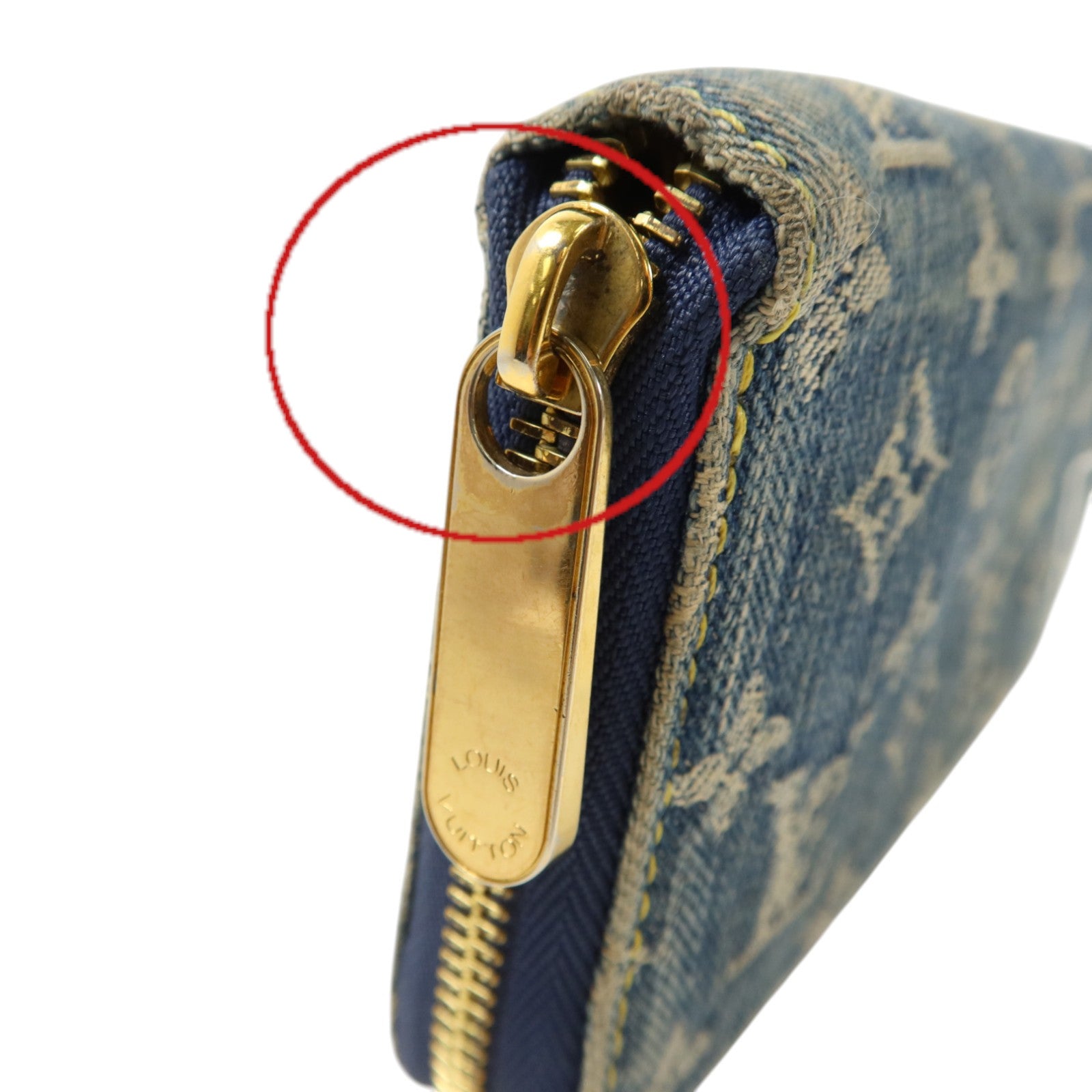 LOUIS VUITTON Monogram Denim Zippy Wallet金扣長錢包