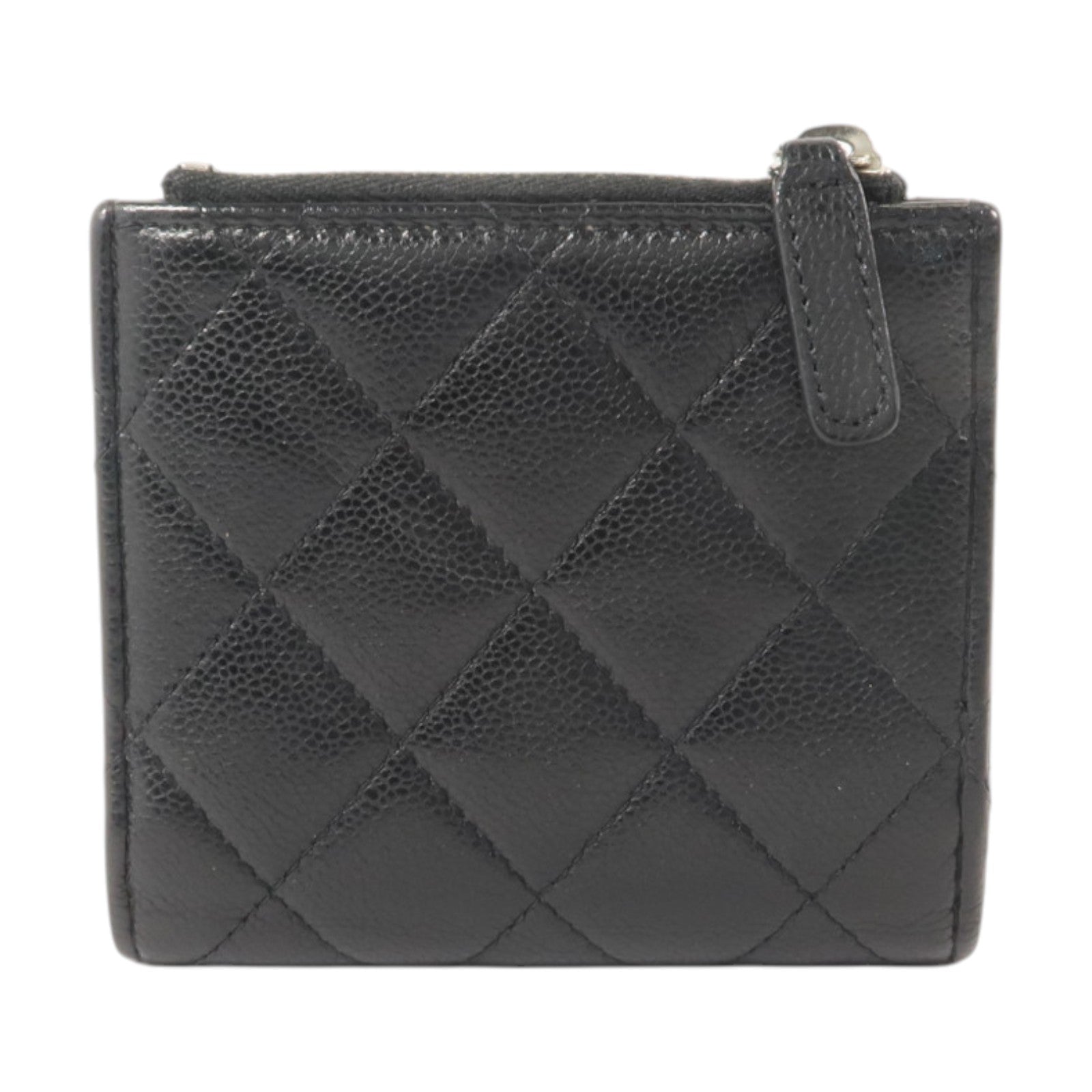 CHANEL 牛皮皮革Compact Wallet銀扣錢包