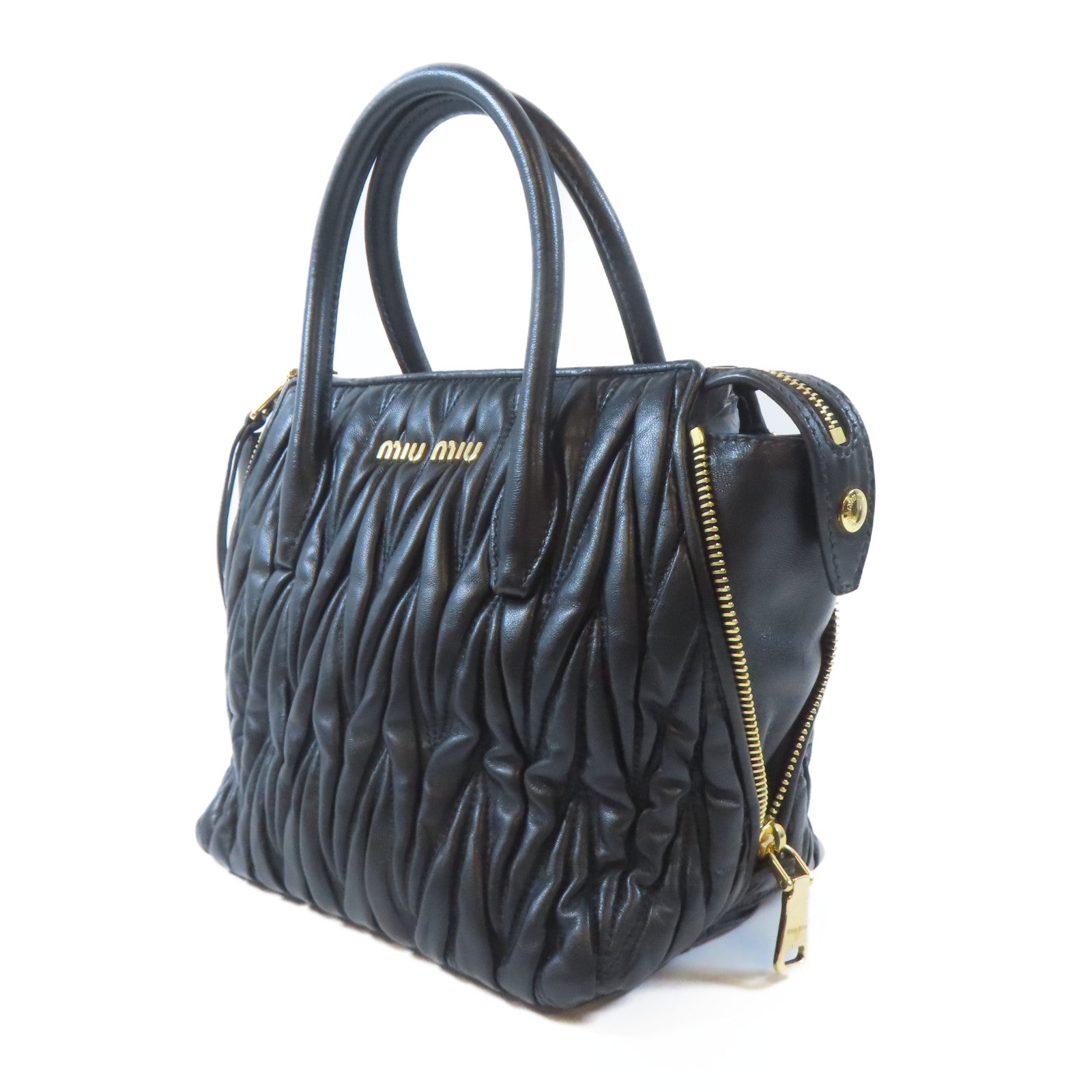 Miu Miu 牛皮皮革2 Way Shoulder Bag金扣手挽肩背兩用袋黑色