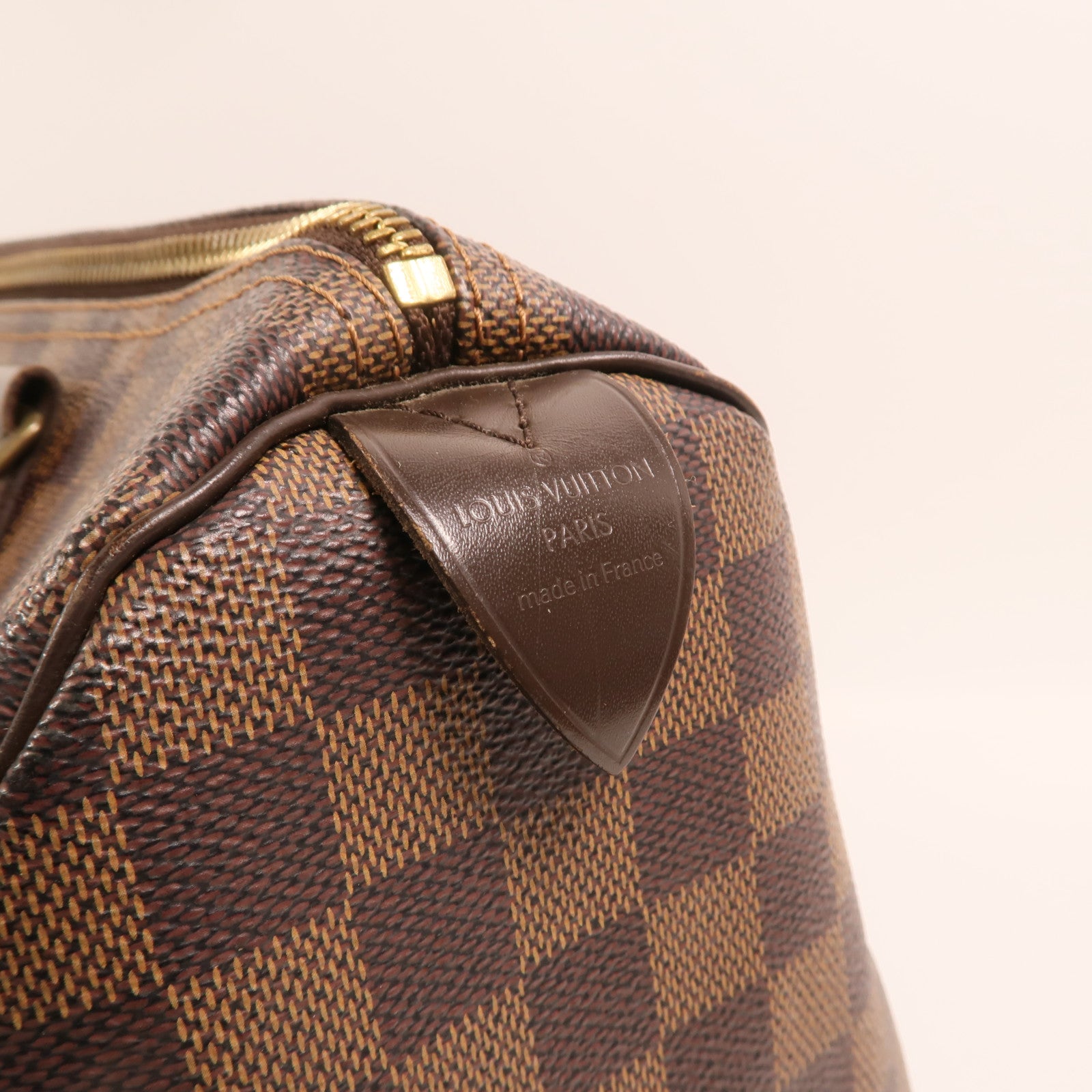 LOUIS VUITTON Damier Speedy 30金扣手挽袋