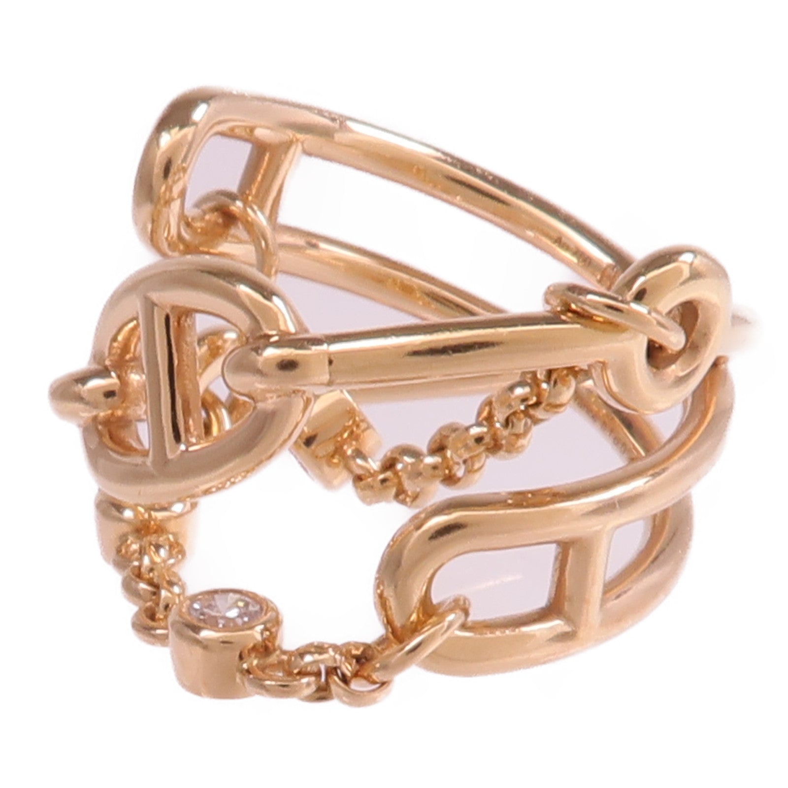 HERMES 18K玫瑰金Bague Chaine D'ancre Chaos鑽石戒指