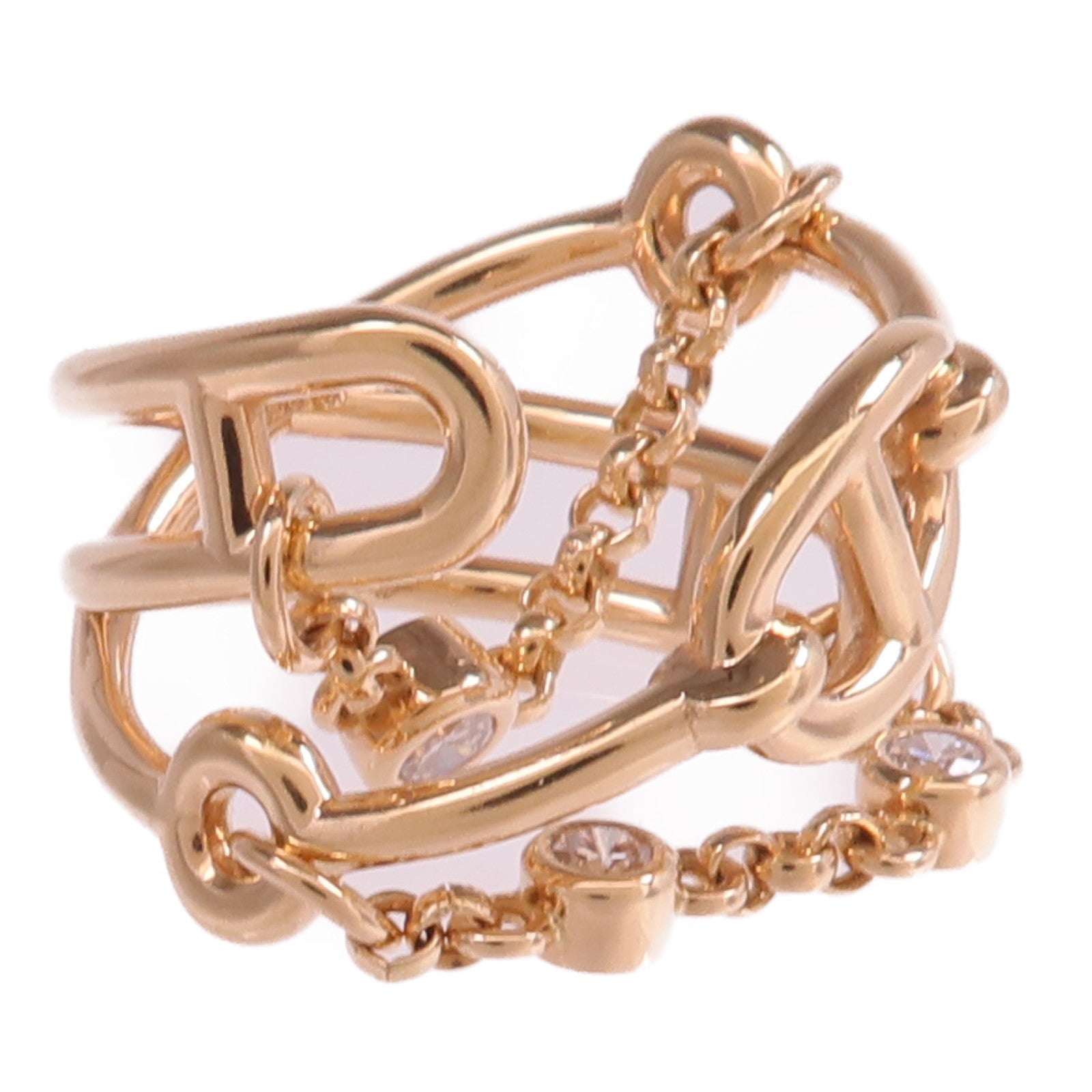 HERMES 18K玫瑰金Bague Chaine D'ancre Chaos鑽石戒指