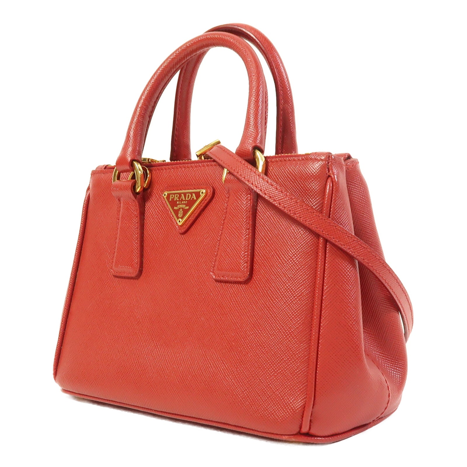 PRADA Saffiano皮革2 Way Shoulder金扣手挽肩背兩用袋