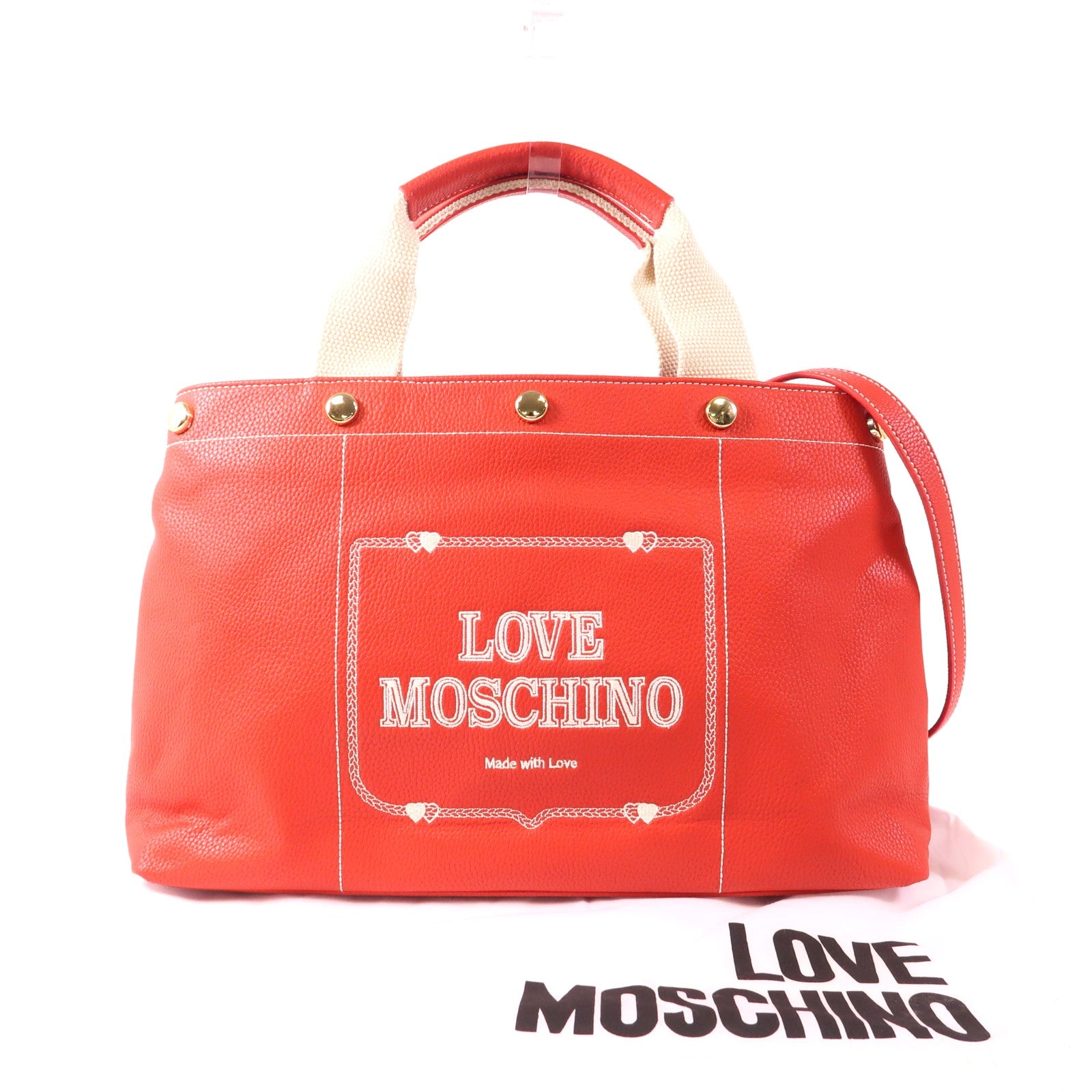 MOSCHINO 牛皮皮革2 Way Shoulder金扣手挽肩背兩用袋