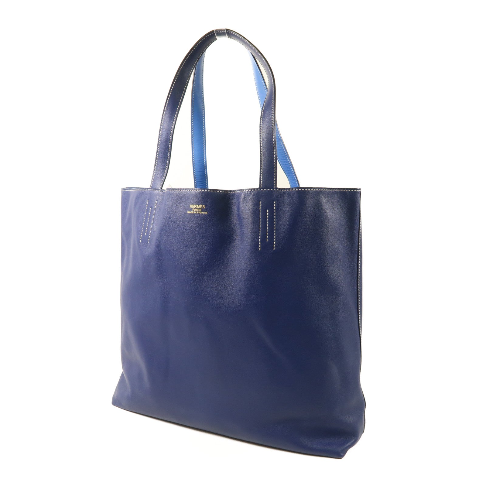 HERMES Swift皮革Double Sens肩背袋/手挽袋Bleu Hydra