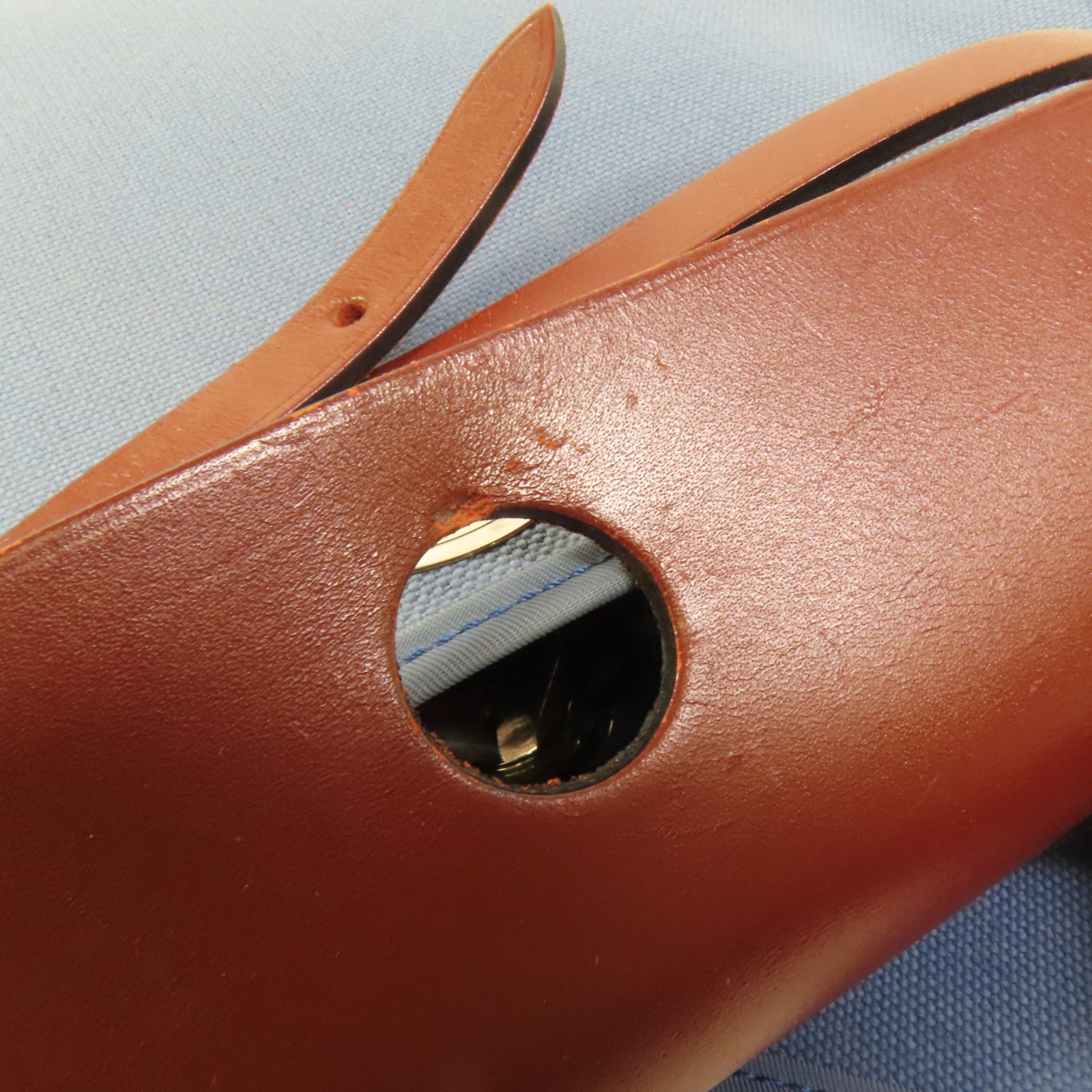 HERMES 帆布HerBag PM銀扣手挽肩背兩用袋Blue Agate