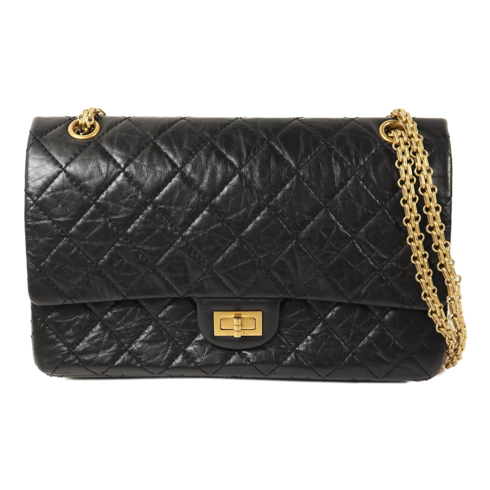 CHANEL 牛皮皮革2.55 Medium金扣鏈帶肩背袋