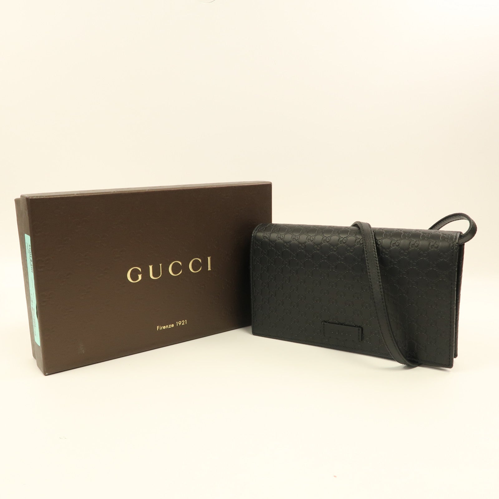 GUCCI 牛皮皮革Microguccissima金扣肩背袋黑色