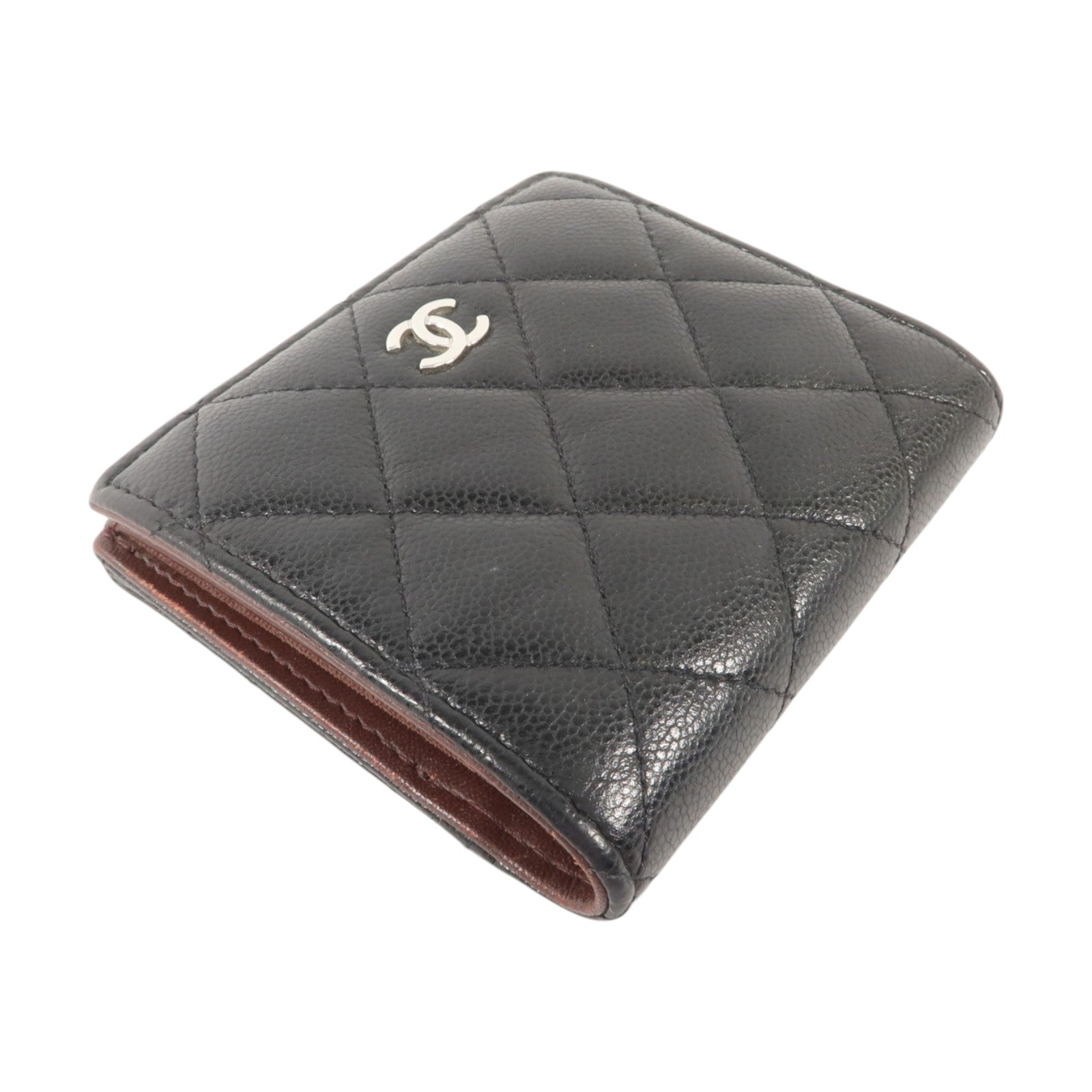 CHANEL 牛皮皮革Compact Wallet銀扣錢包