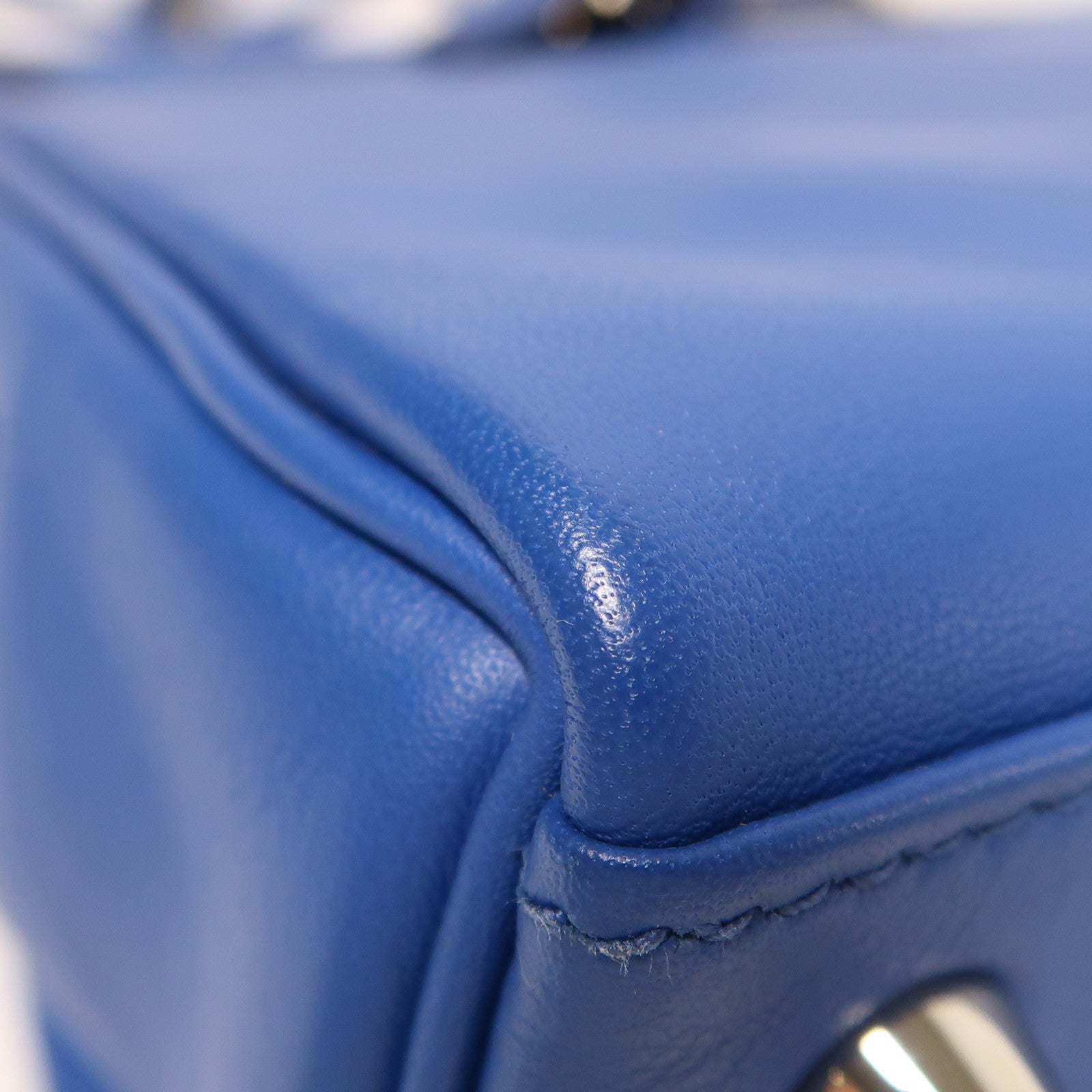 HERMES Swift皮革Kelly 25銀扣手挽肩背兩用袋Bleu France