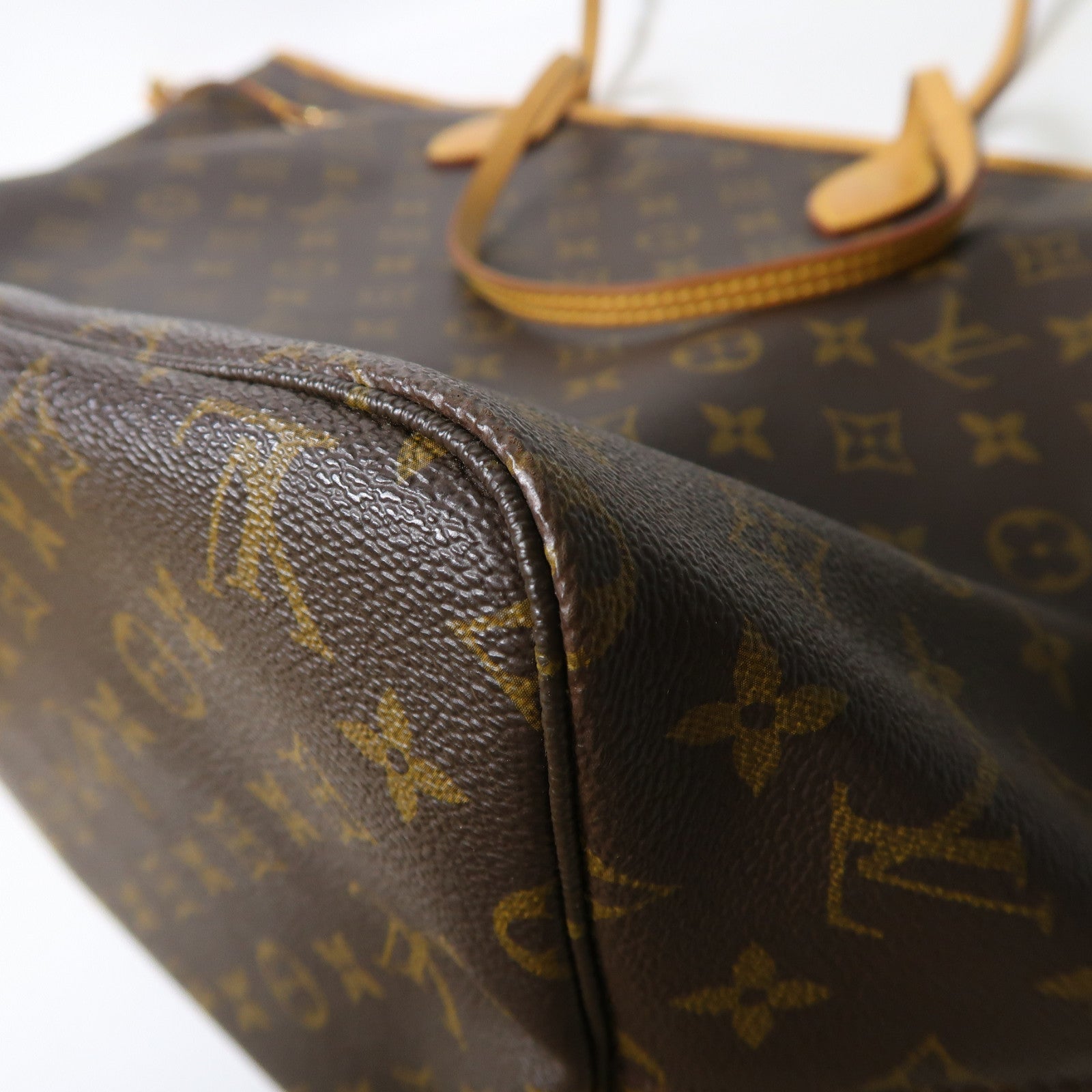 LOUIS VUITTON Monogram Neverfull GM金扣手挽袋啡色