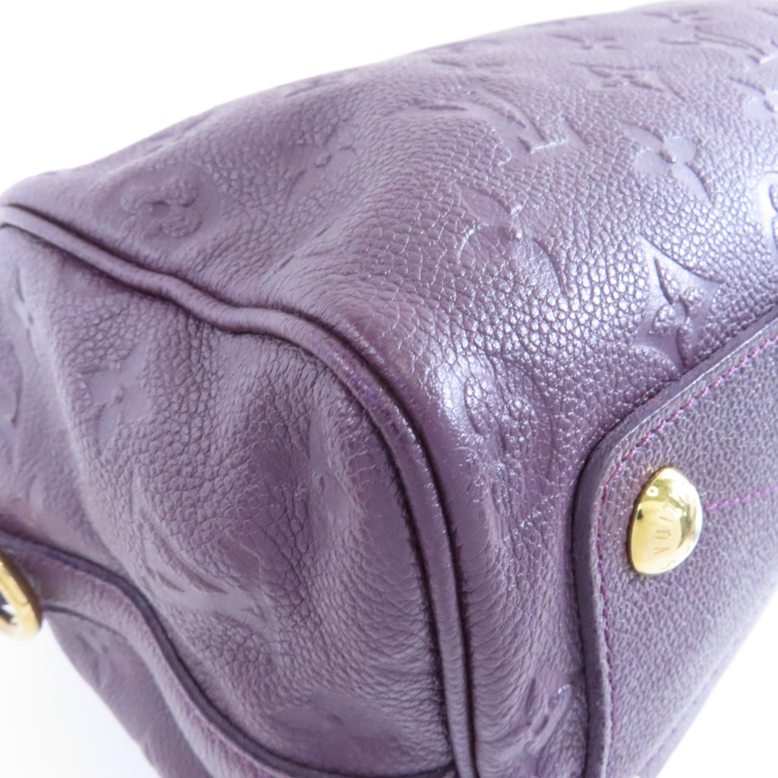LOUIS VUITTON Monogram Empreinte Bandolier Speedy 25金扣手挽肩背兩用袋紫色