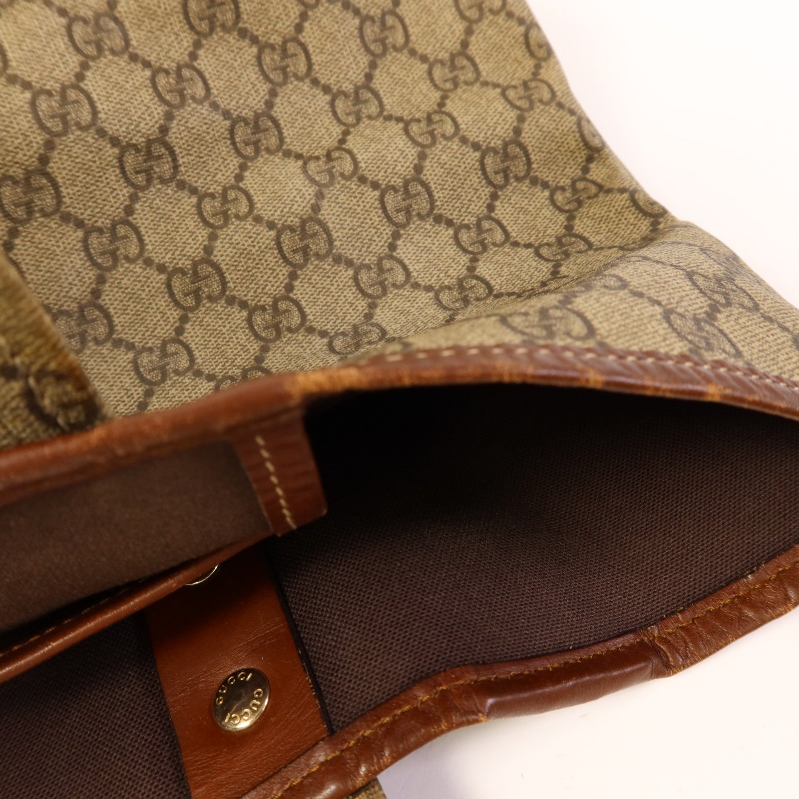 GUCCI 塗層帆布Shoulder Tote金扣肩背袋/手挽袋