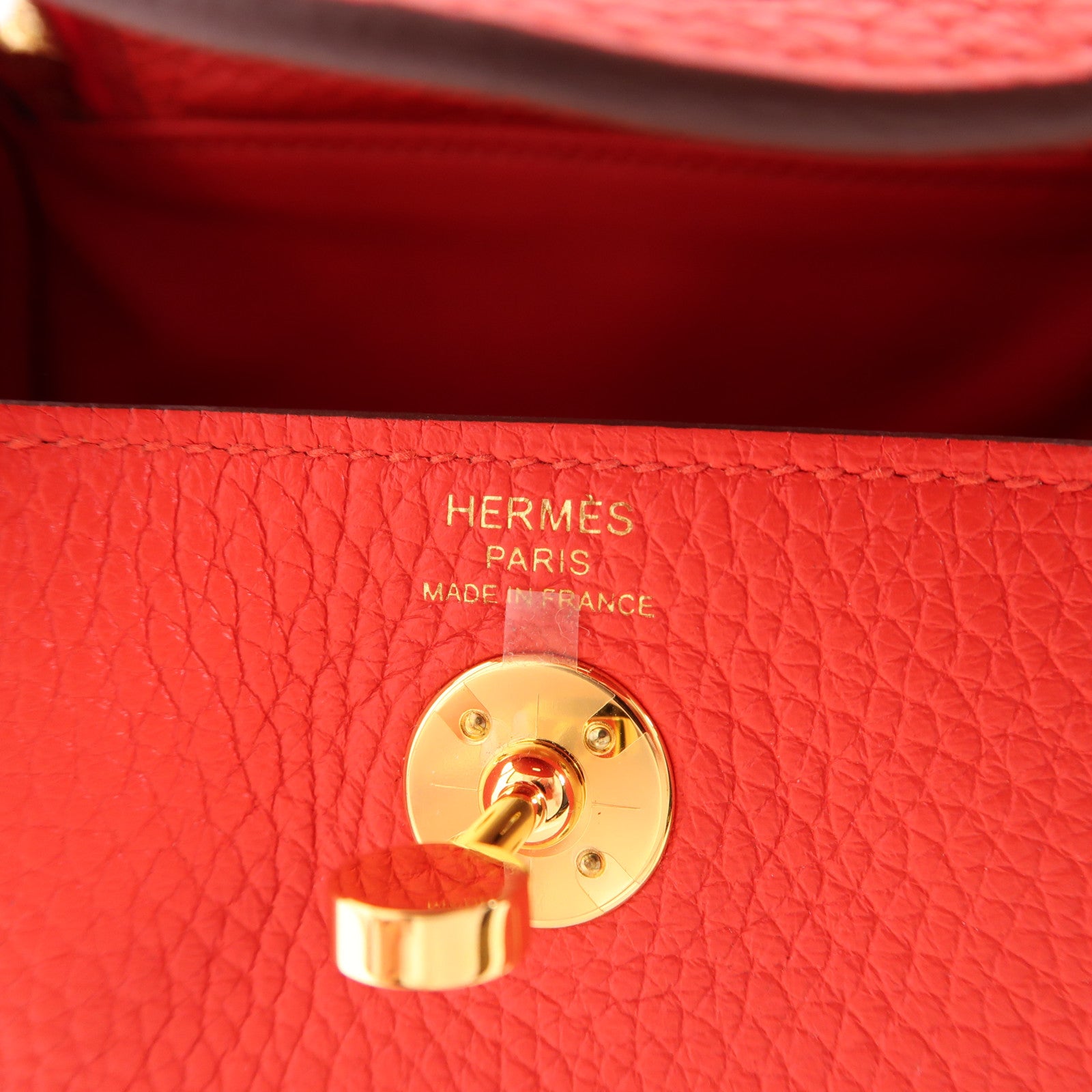 HERMES【激減優惠】 Clemence皮革Mini Lindy金扣手挽肩背兩用袋Rouge De Coeur