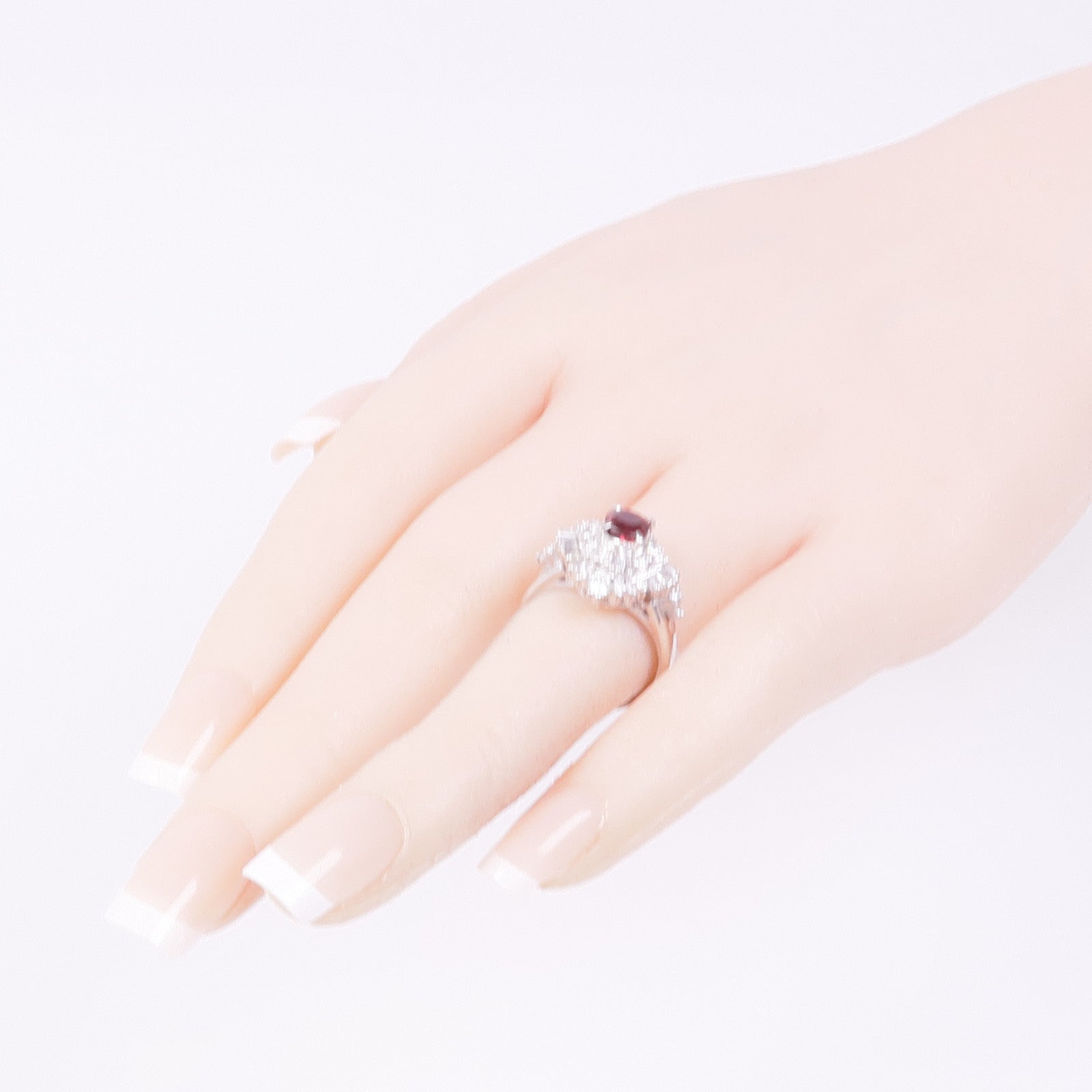 JEWELRY PT900鉑金Ruby Diamond Ring紅寶石/鑽石戒指US#6