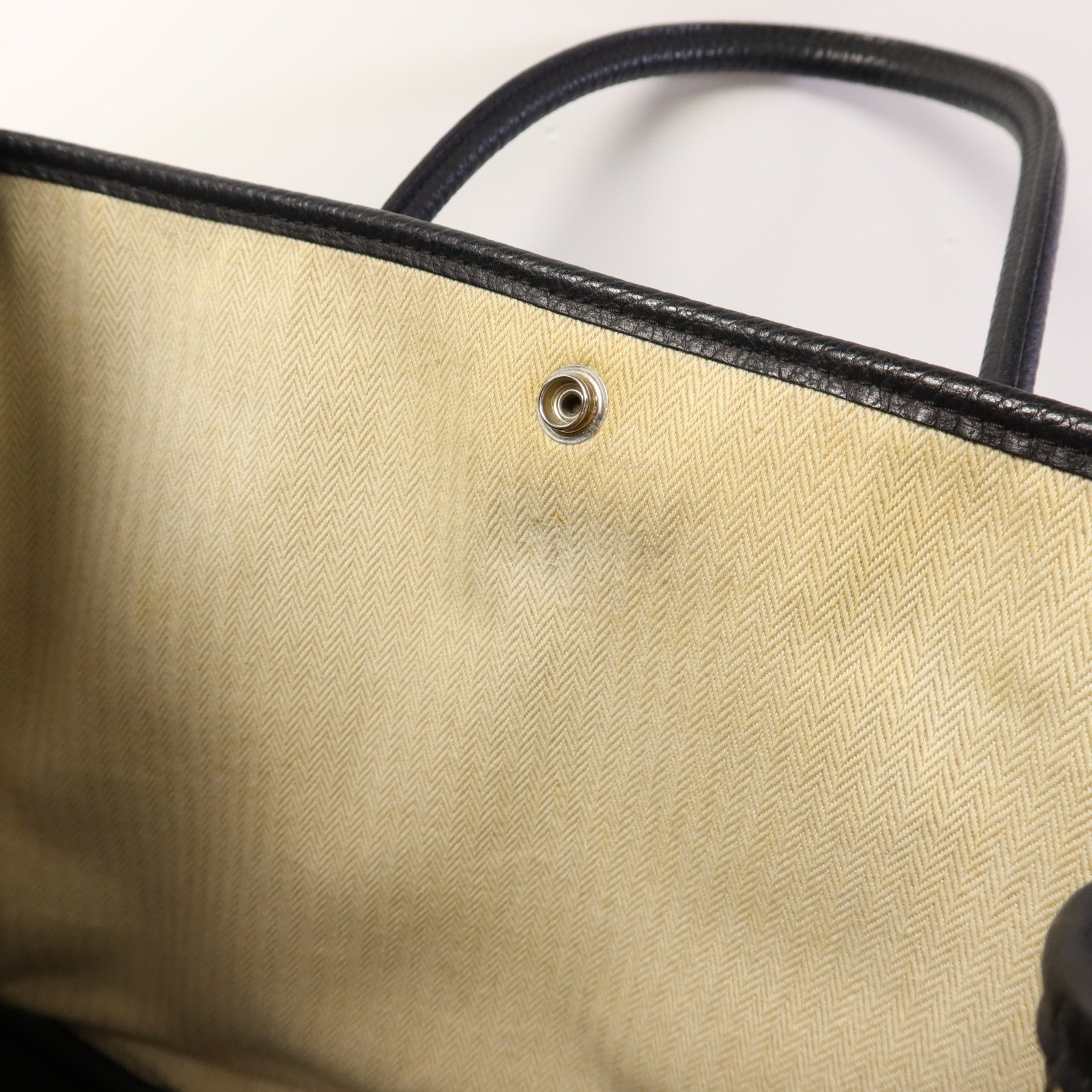 HERMES Negonda皮革Garden Party PM銀扣手挽袋Noir