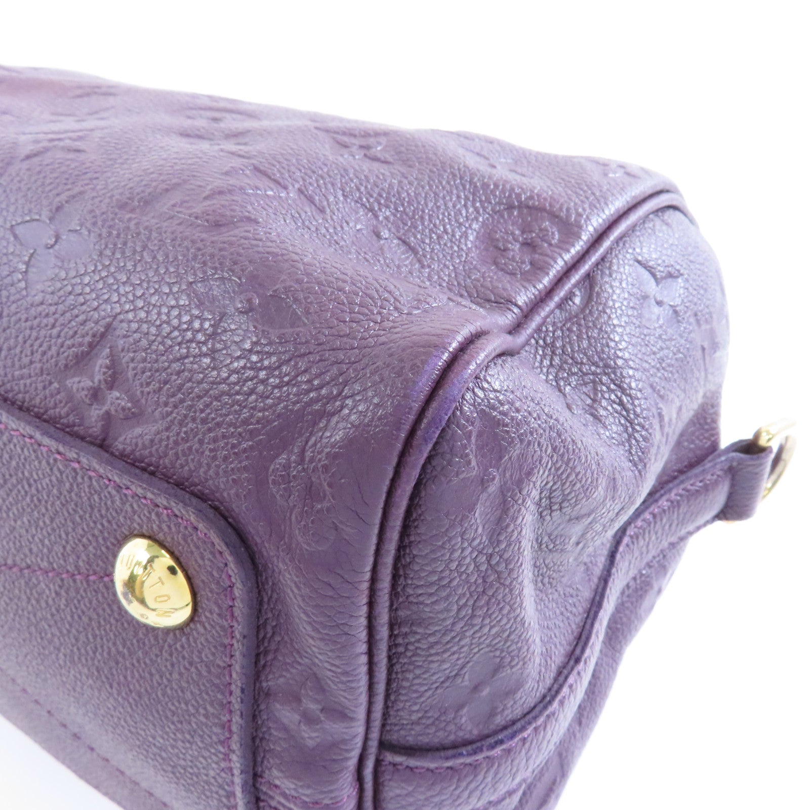 LOUIS VUITTON Monogram Empreinte Bandolier Speedy 25金扣手挽肩背兩用袋紫色
