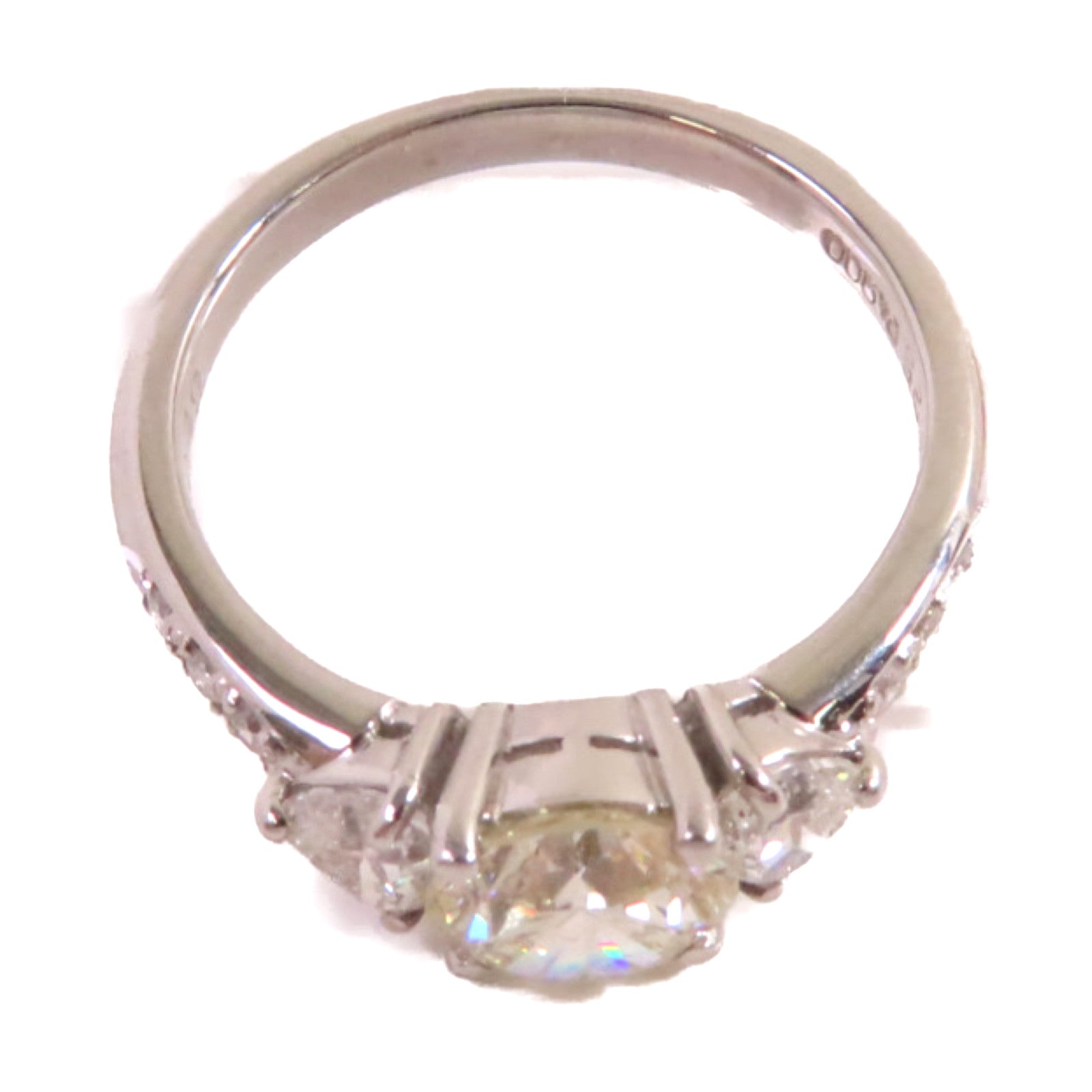 JEWELRY PT900鉑金/1.025ct鑚石/0.49ct鑽石Diamond Ring戒指US#6.25