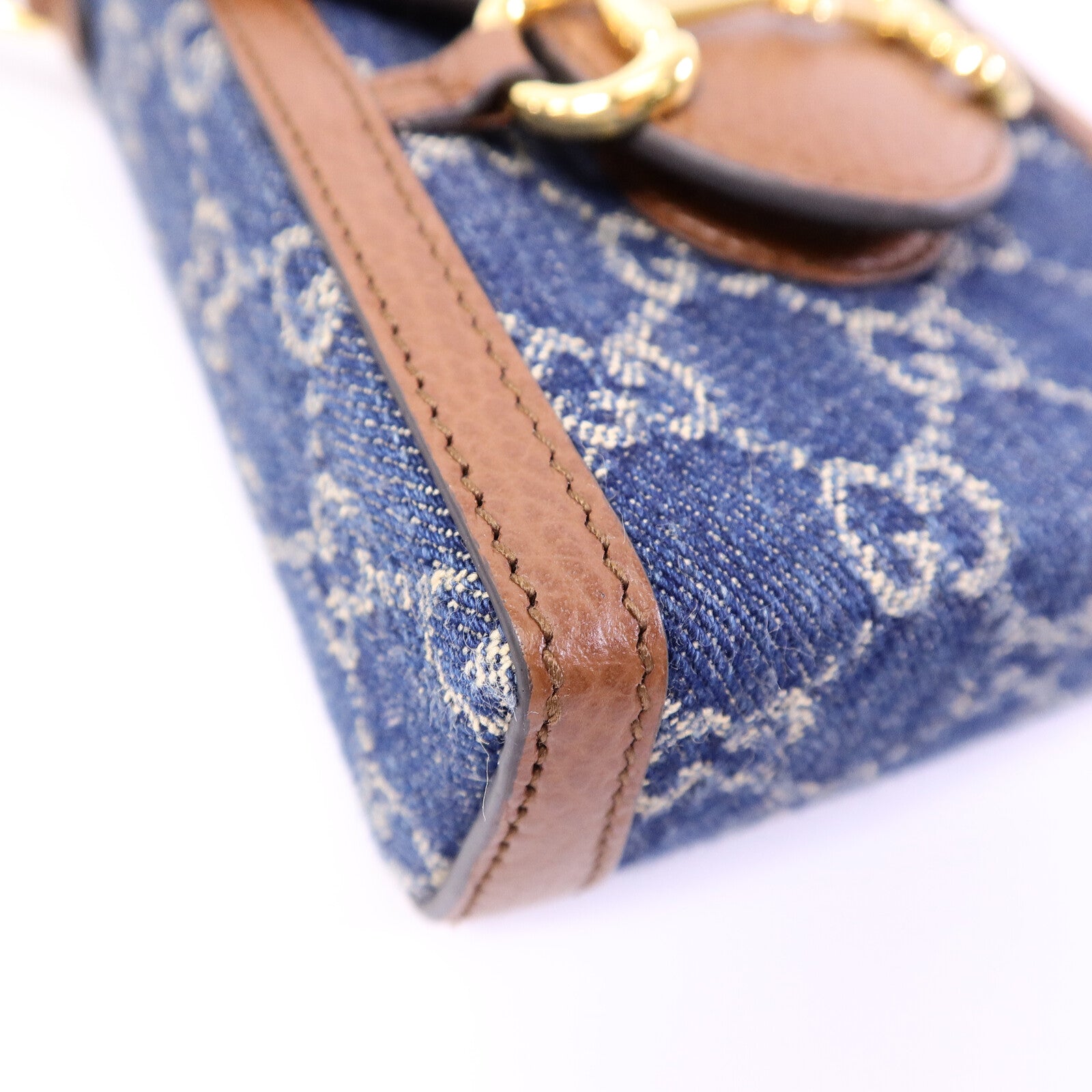 GUCCI 牛仔布/牛皮皮革1955 Horsebit肩背袋