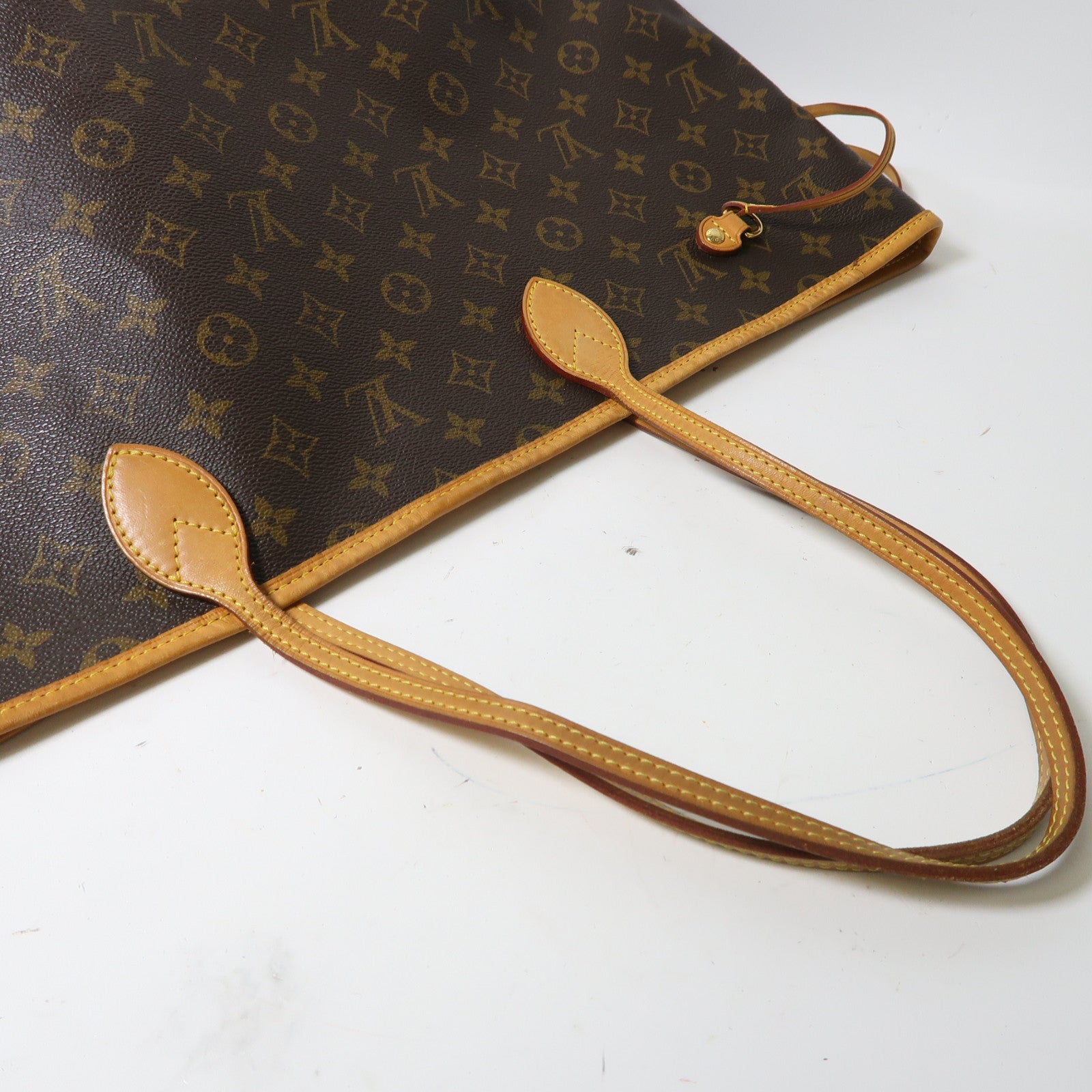 LOUIS VUITTON Monogram Neverfull GM金扣手挽袋啡色