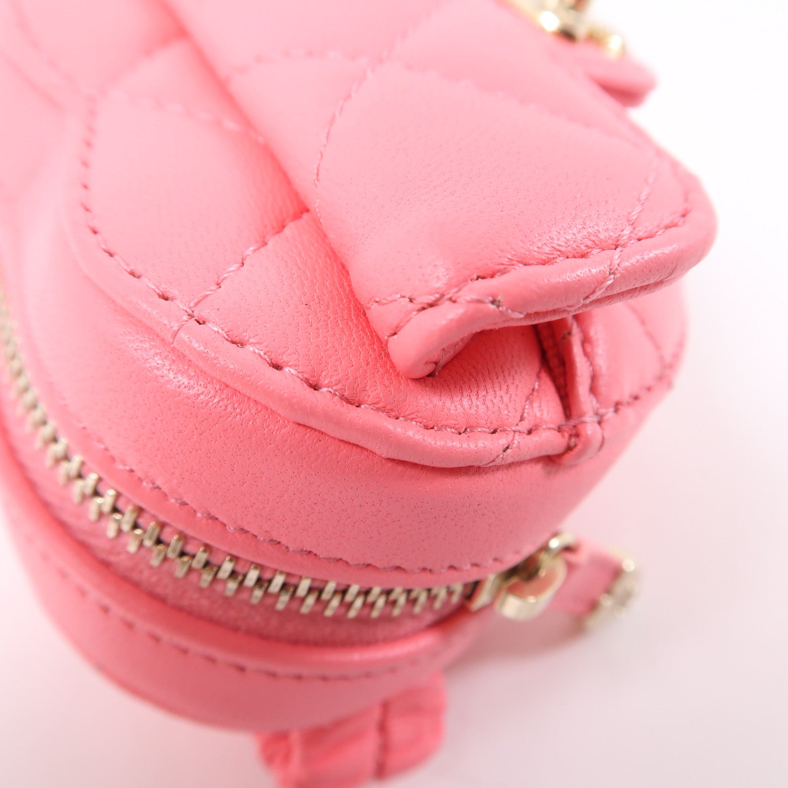 CHANEL 菱格羊皮皮革Coin Case金扣零錢包粉紅色