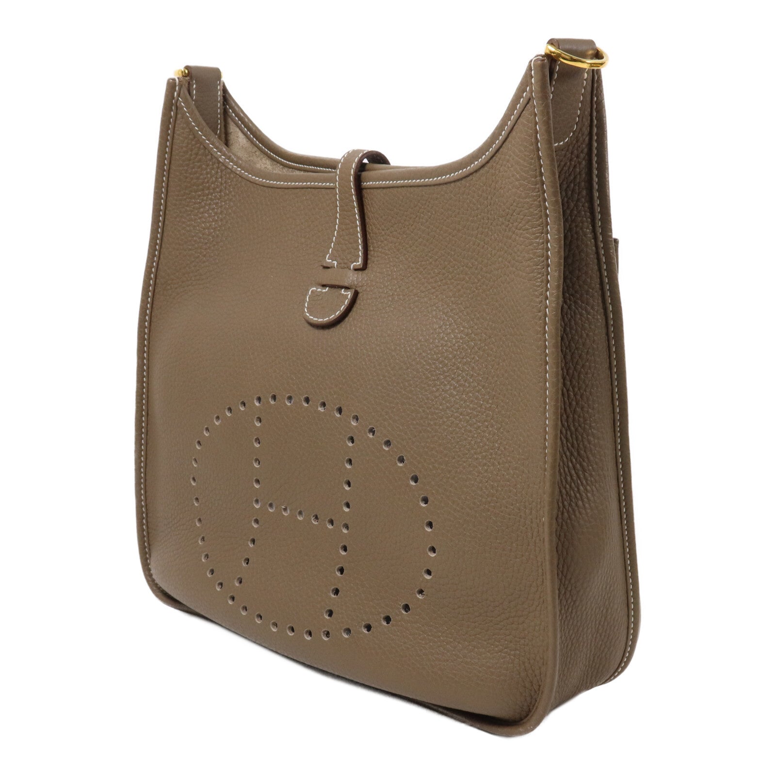 HERMES Clemence皮革Evelyne PM肩背袋Etoupe