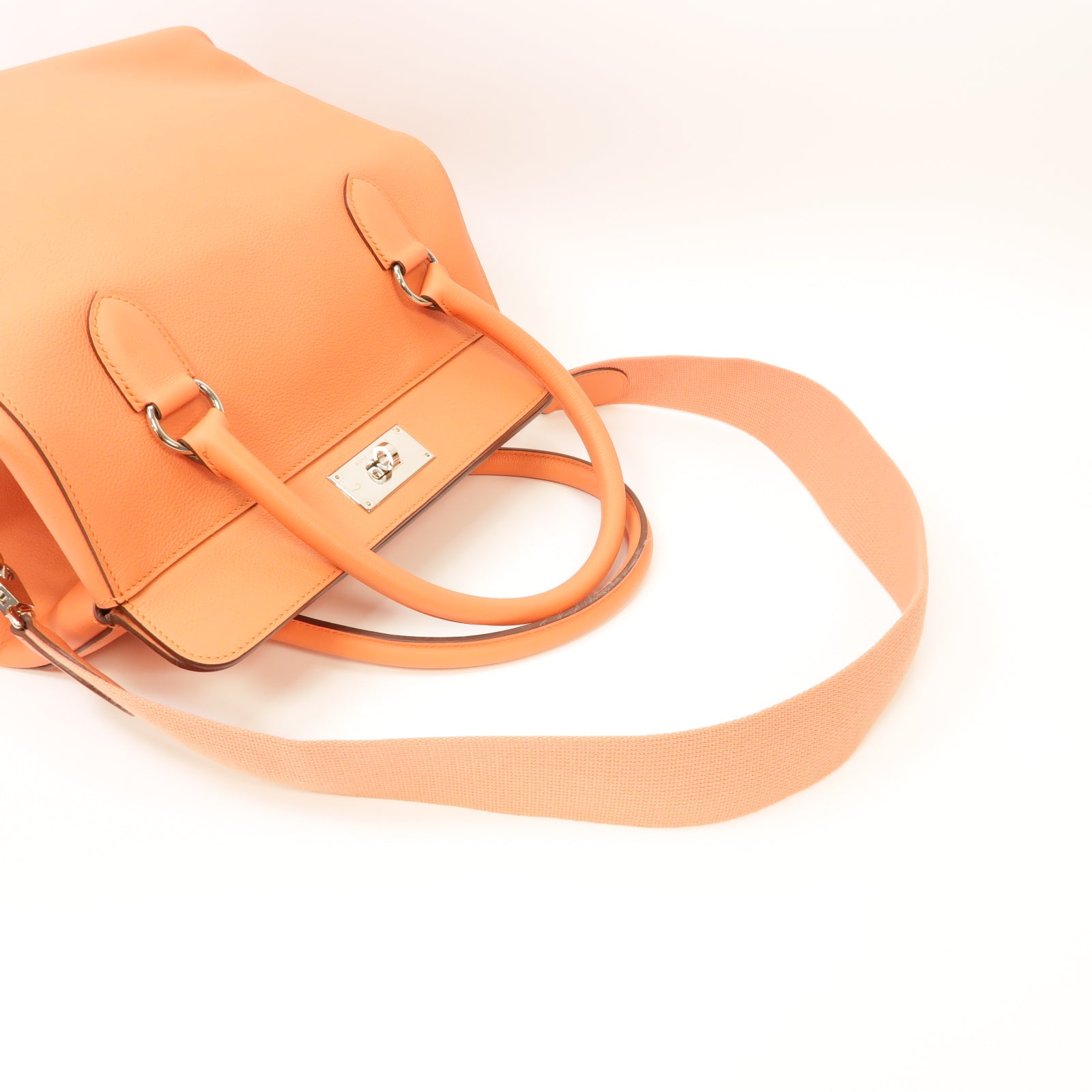 HERMES 【激減優惠】Evercolor皮革ToolBox 26 Shoulder Bag銀扣手挽肩背兩用袋粉紅色